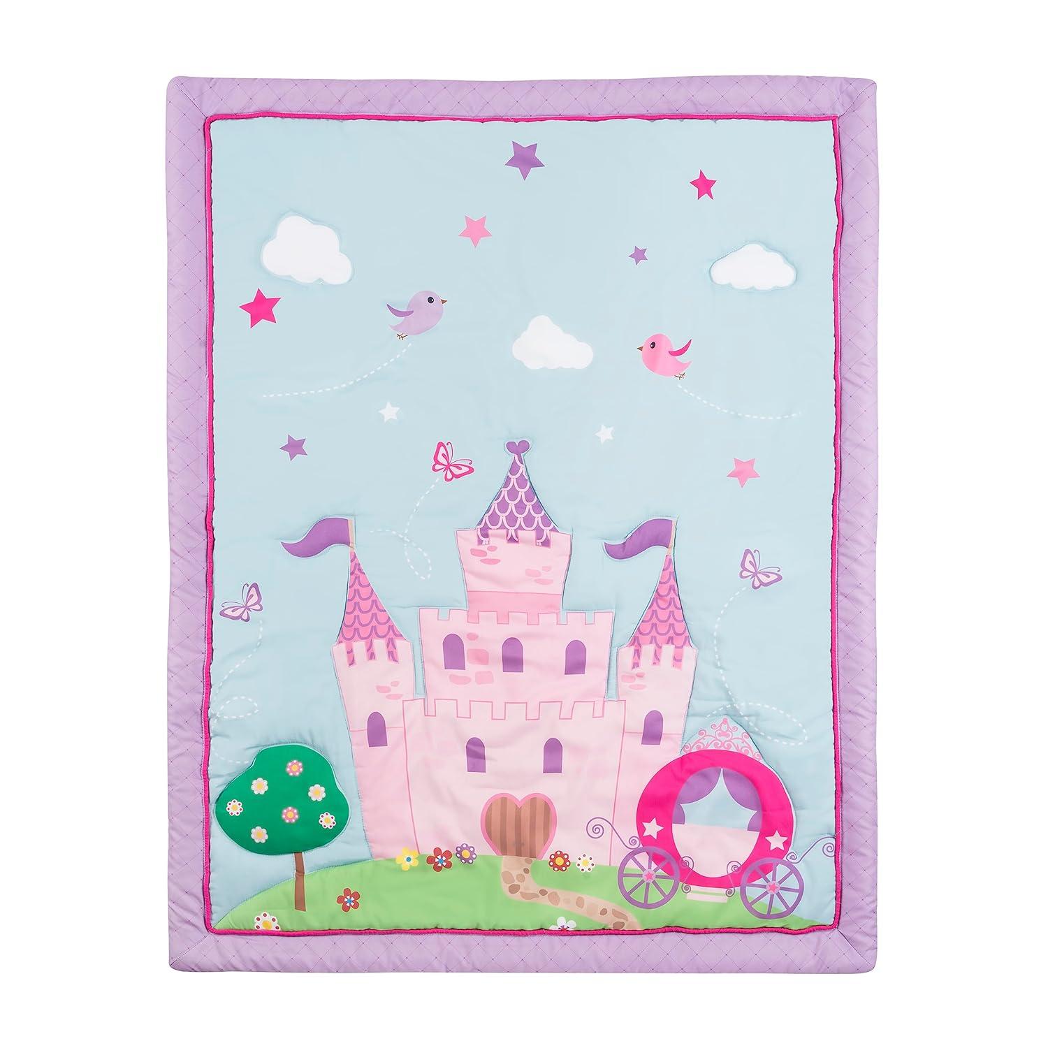 Everyday Kids 3 Piece Girls Crib Bedding Set -Princess Storyland