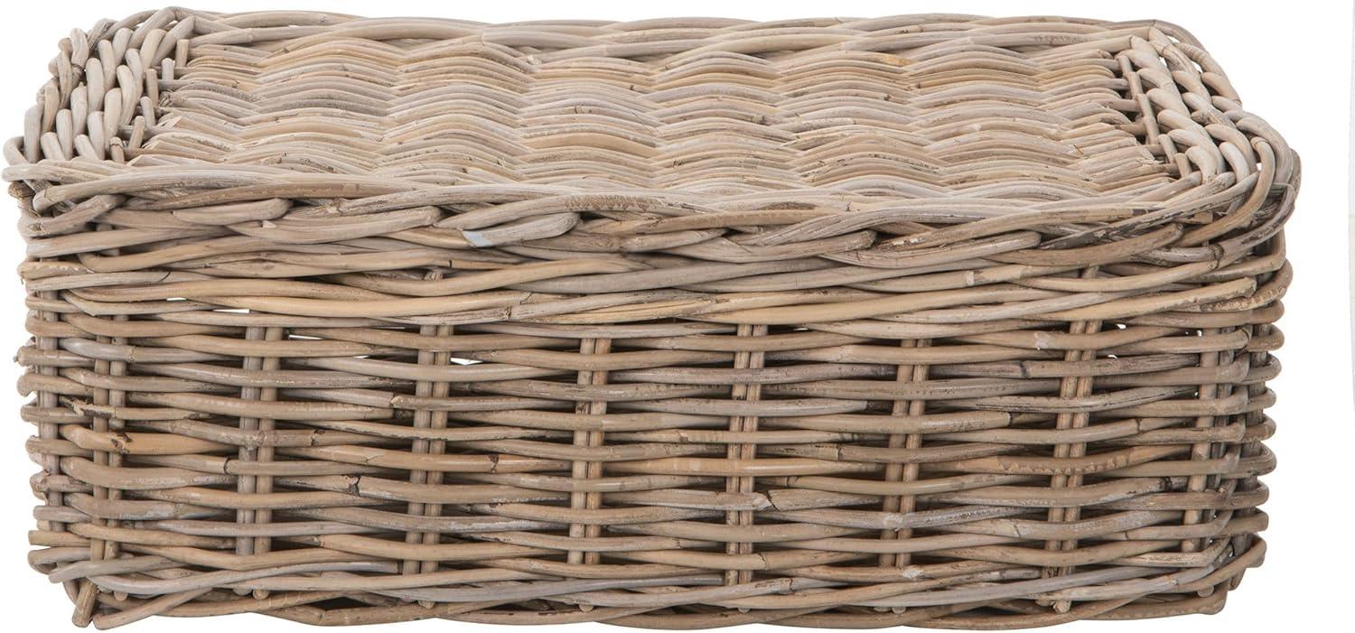 Kouboo Rectangular Underbed Storage Bin with Lid - Rattan Basket for Clothes, Blankets, Pillows - Lightweight Wicker Storage Unit - 8 in. H x 23 in. L x 17.5 in. W - from