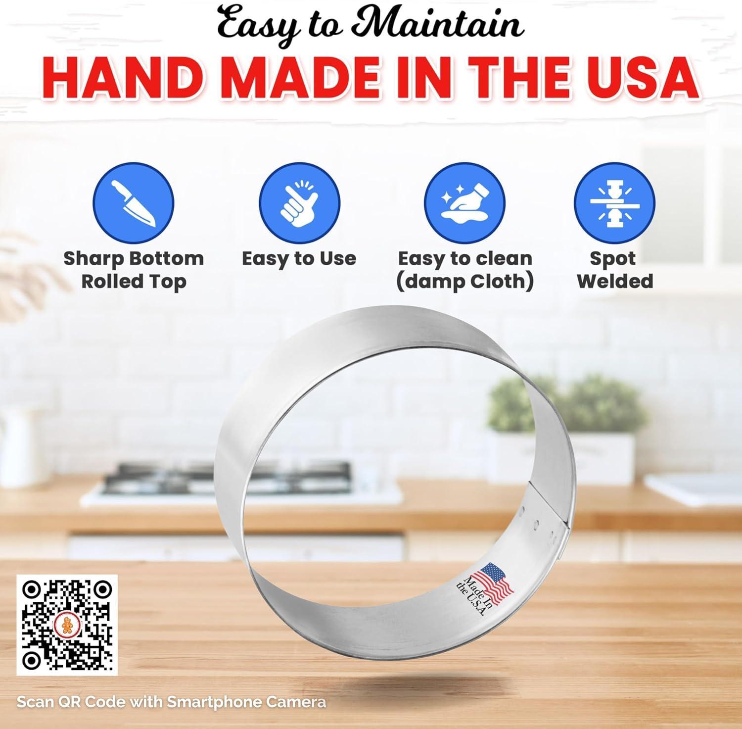 Foose Round Cookie Cutter 2.5 Inch –Tin Plated Steel Cookie Cutters – Round Cookie Mold