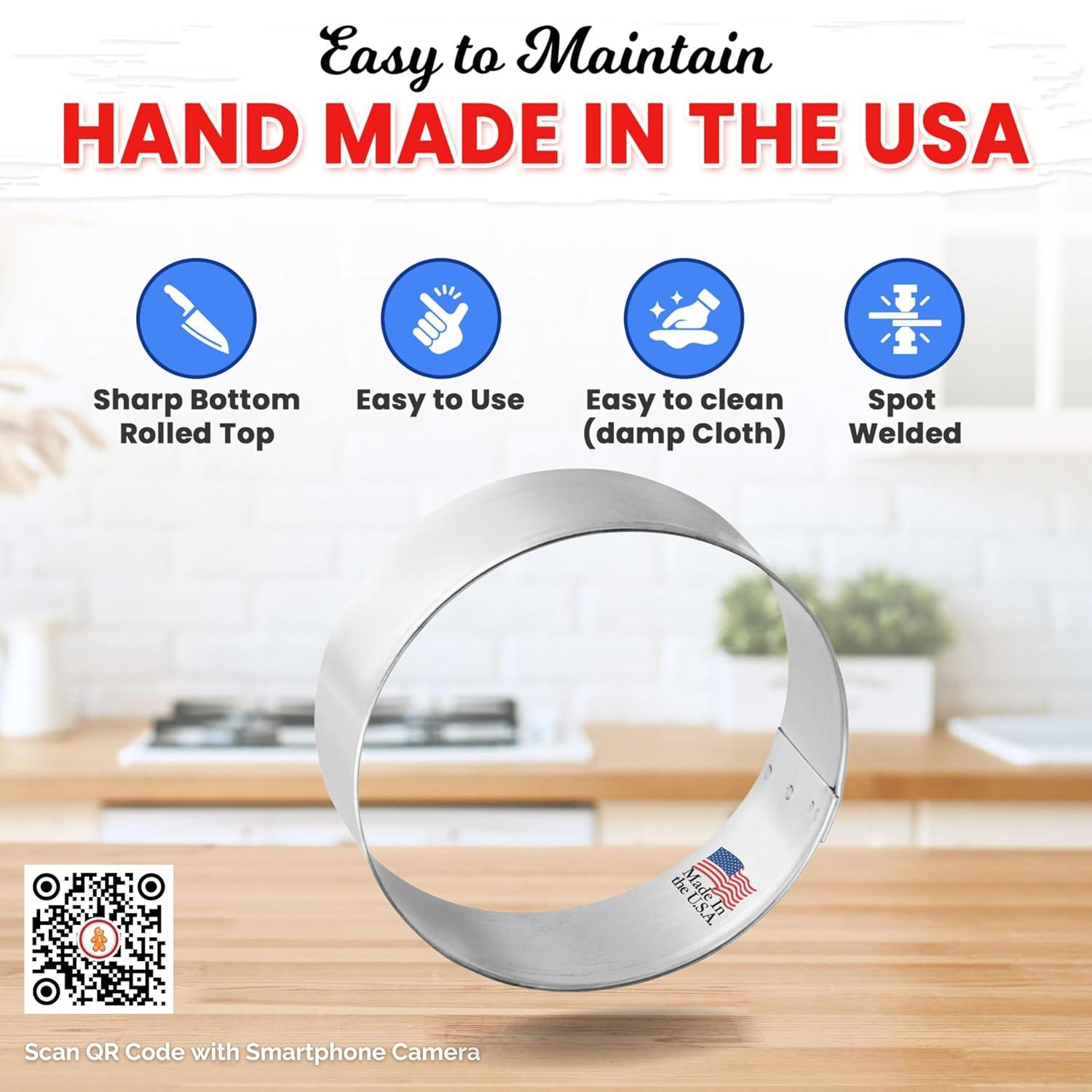 Foose Round Cookie Cutter 2.5 Inch –Tin Plated Steel Cookie Cutters – Round Cookie Mold