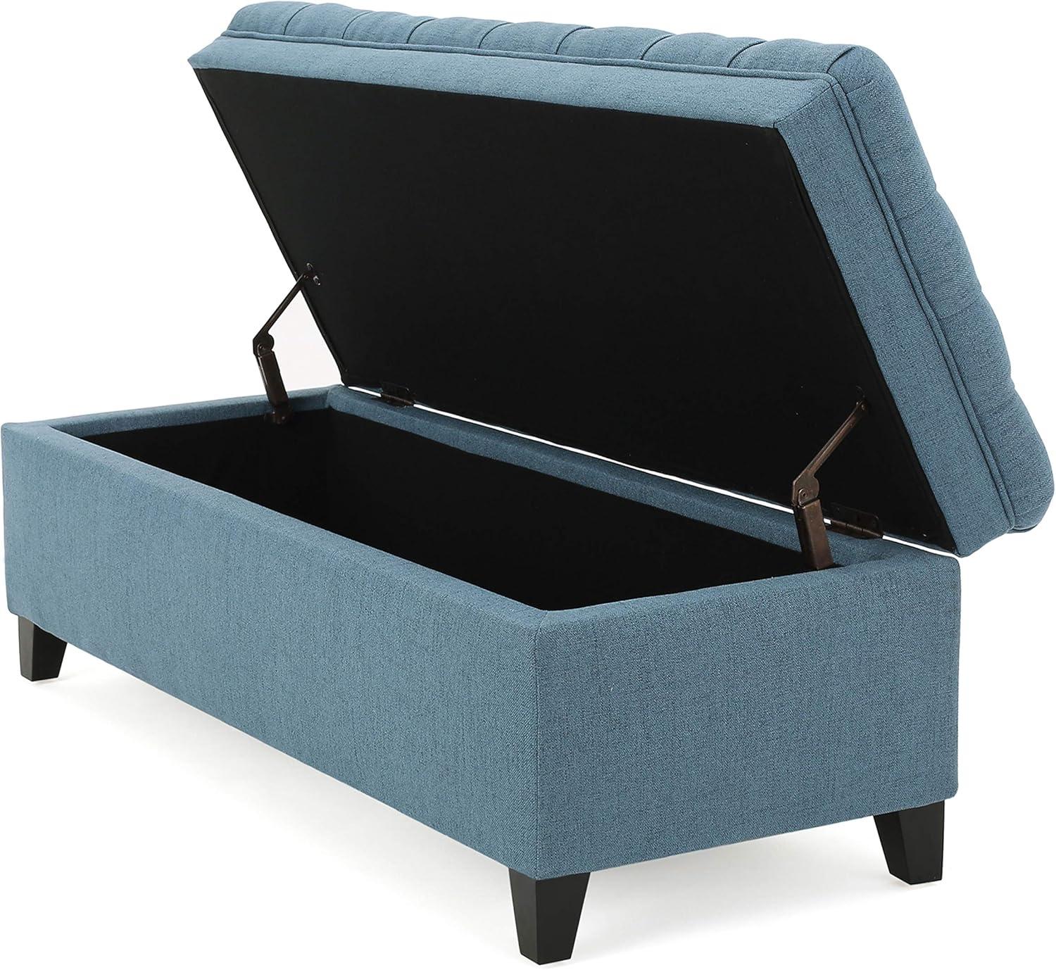 Juliana Storage Ottoman Blue - Christopher Knight Home: Upholstered Rectangular Bench, 250lb Capacity
