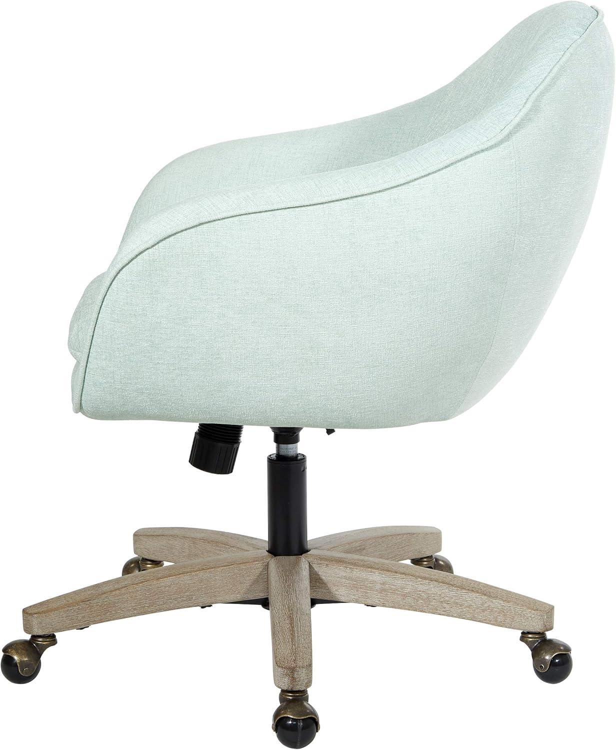 Nora Office Chair in Mint Blue Fabric with Gray Brush Wood Base KD