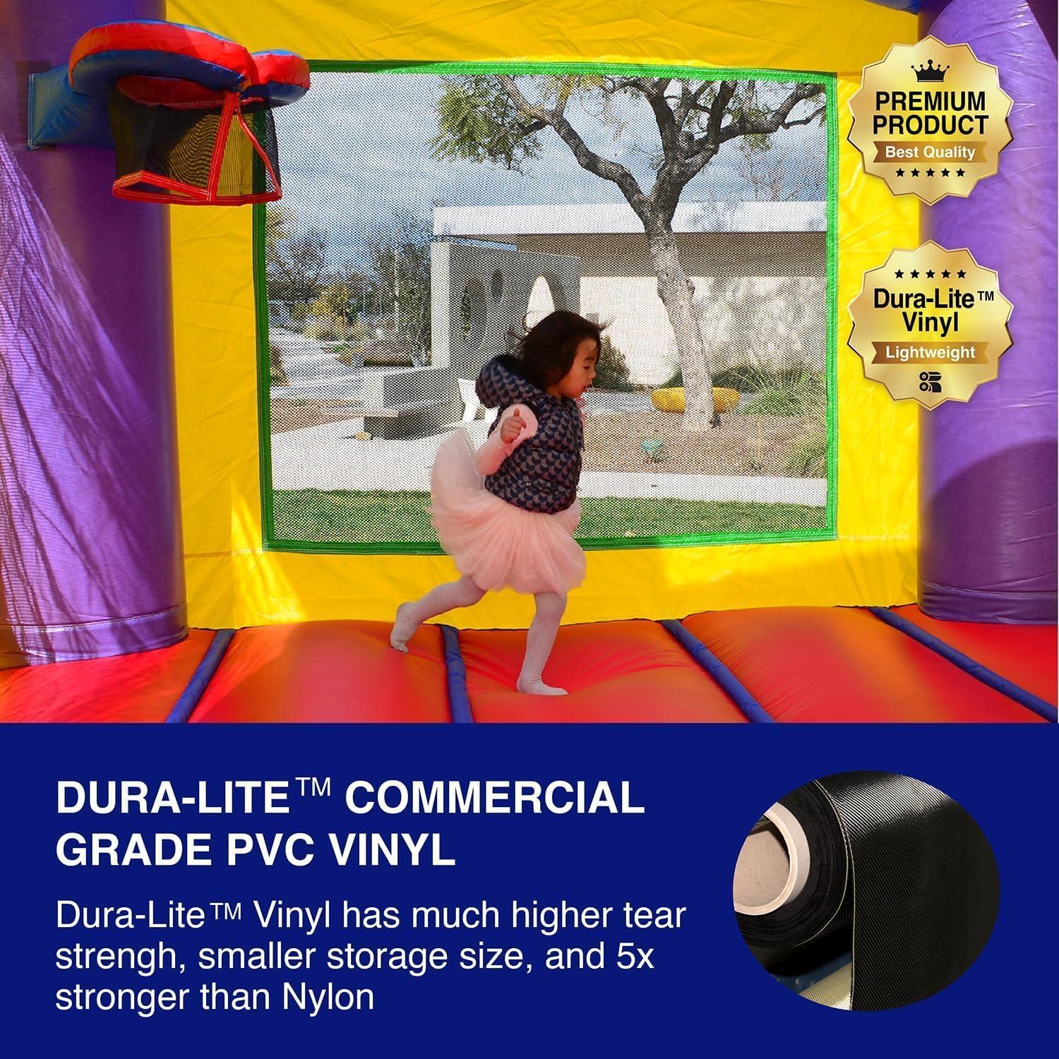 Colorful Castle Bounce House with Dual Slide and Pool