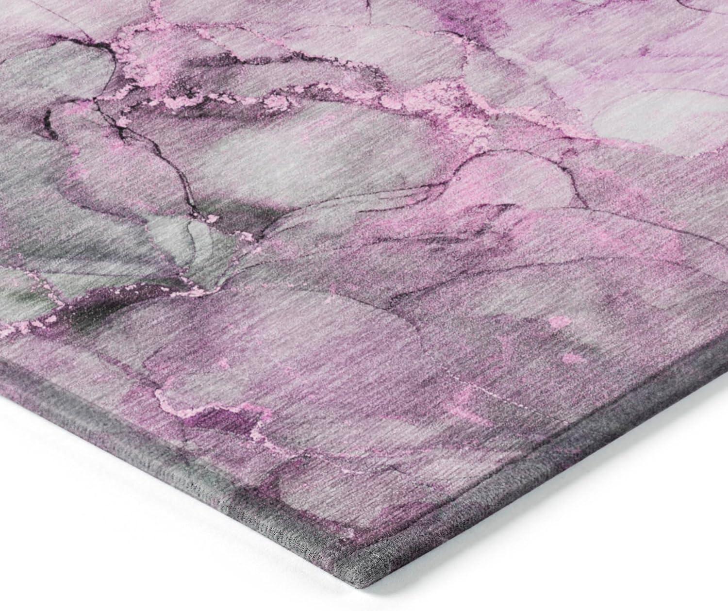 Pink Watercolor Pattern Machine Washable Synthetic Rug