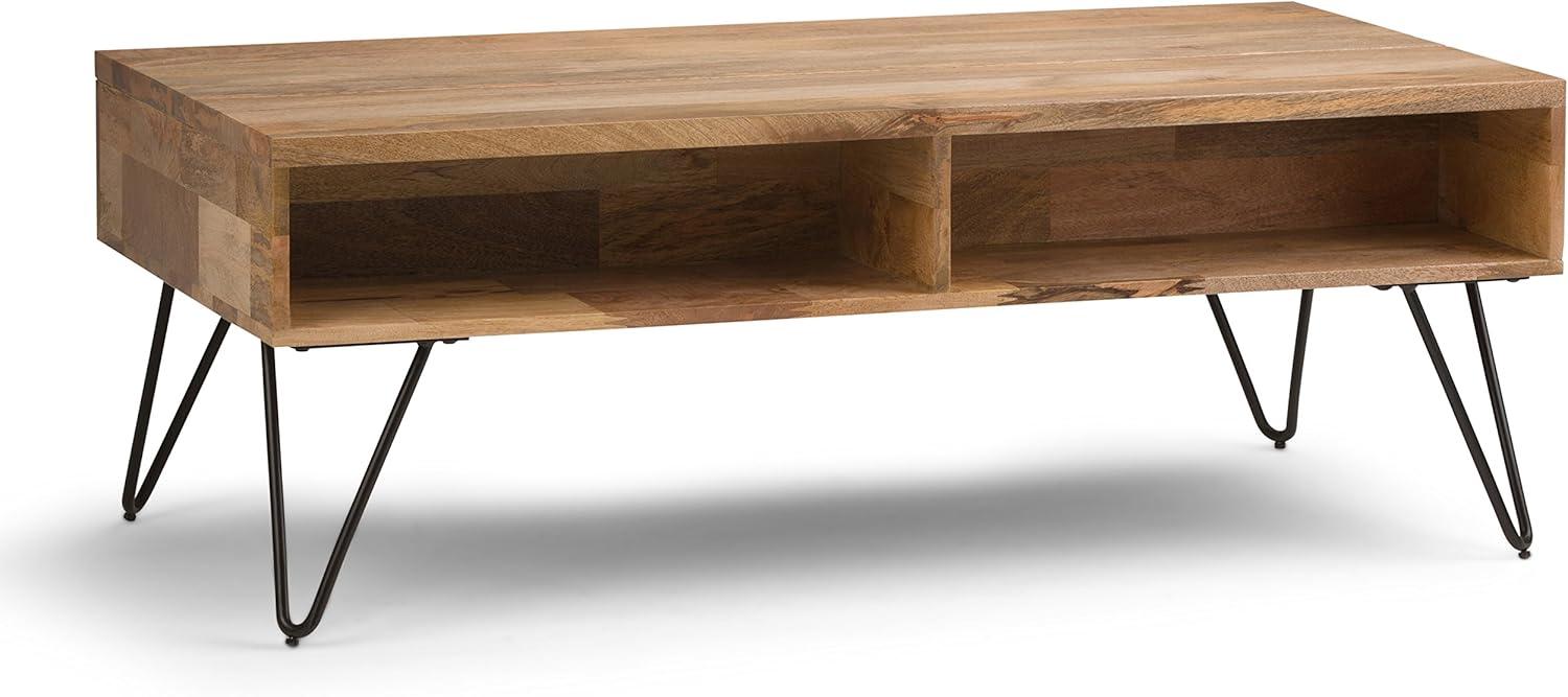 Hunter SOLID MANGO WOOD and Metal 48 inch Wide Rectangle Industrial Lift Top Coffee Table in Natural