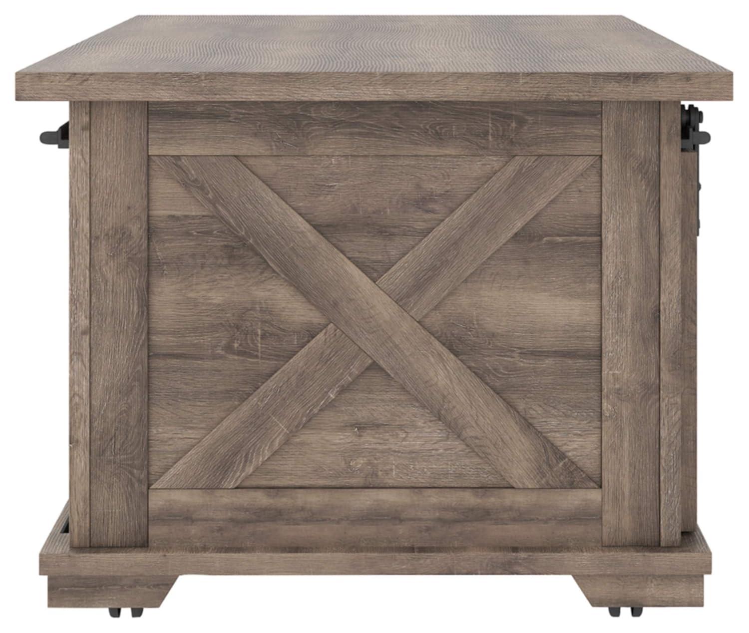 Contemporary Two-Tone Sliding Barn Door Coffee Table with Storage