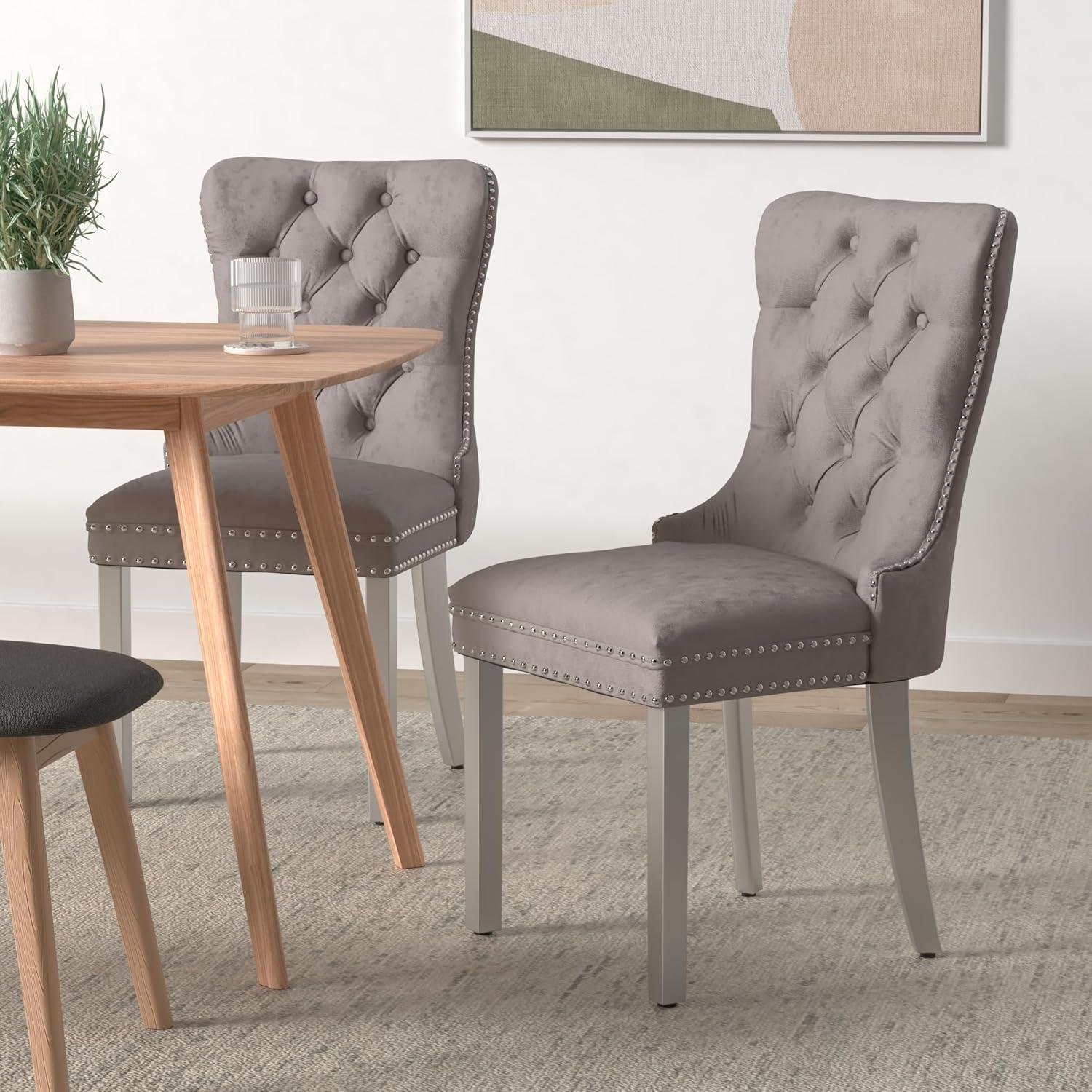 Rosdorf Park High-end Tufted Velvet Upholstered Nailhead Dining Chair