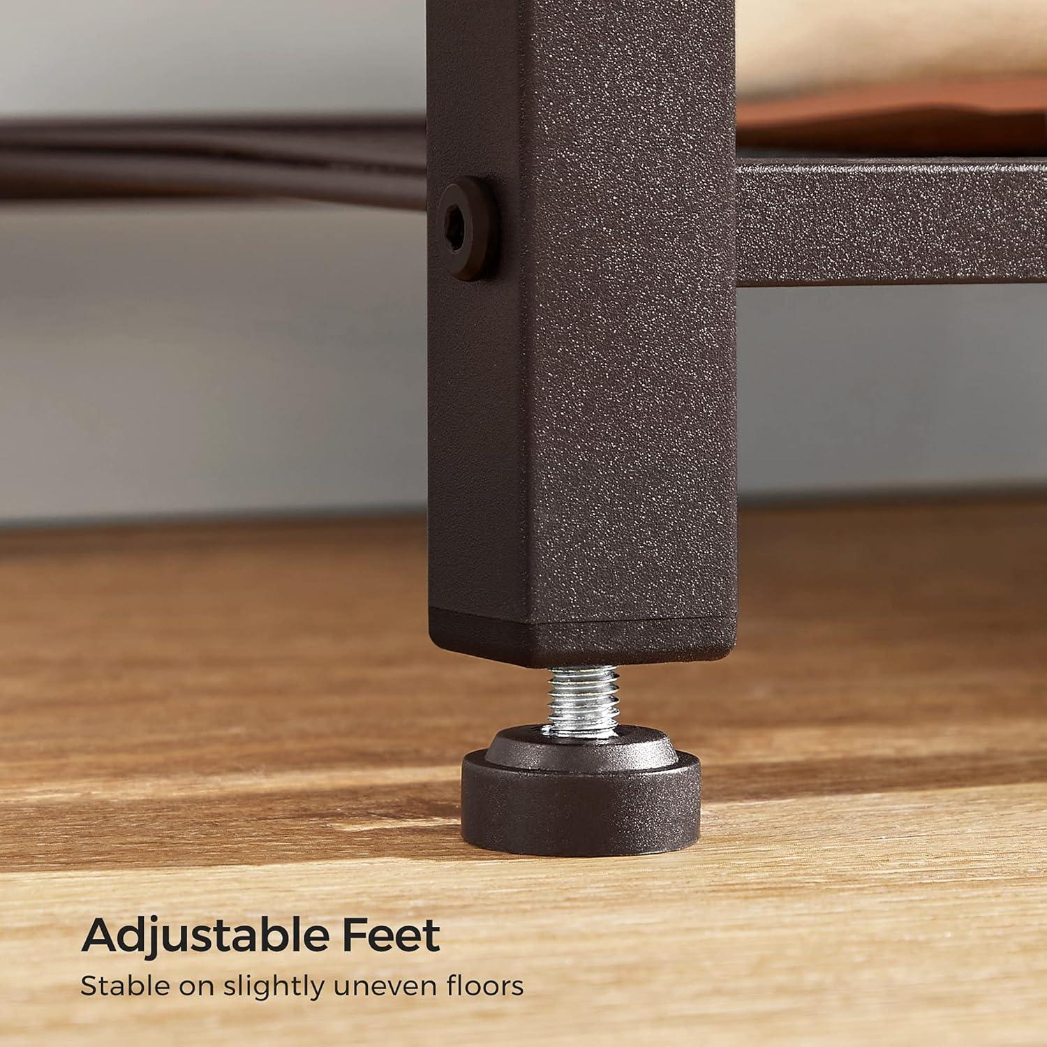 Industrial Coat Rack Stand, Shoe Rack Bench with Grid Memo Board, 9 Hooks and Storage Shelves, Hall Tree with Stable Metal Frame, Rustic Brown UHSR46BX