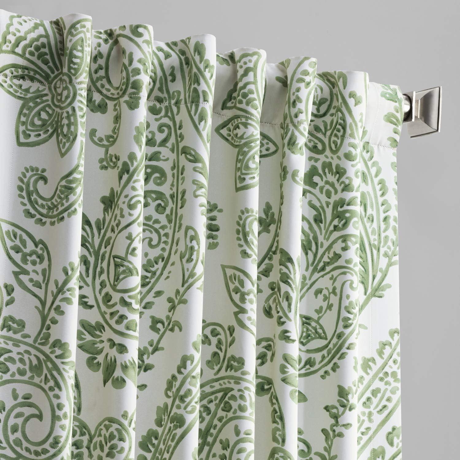 Exclusive Fabrics  Tea Time Room Darkening Curtain (2 Panels) Tea Time Green 50 x 120 120 Inches