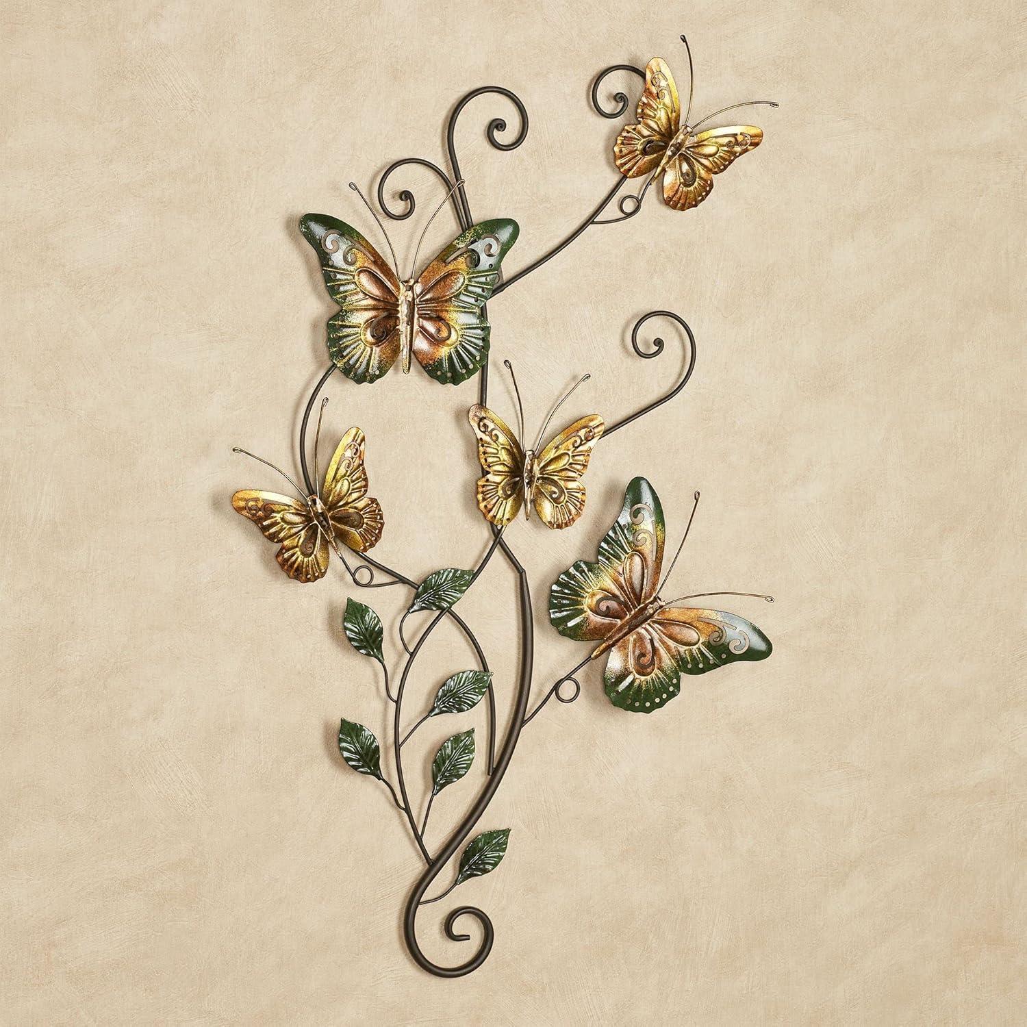 Golden Green Metal Butterfly Wall Art Sculpture