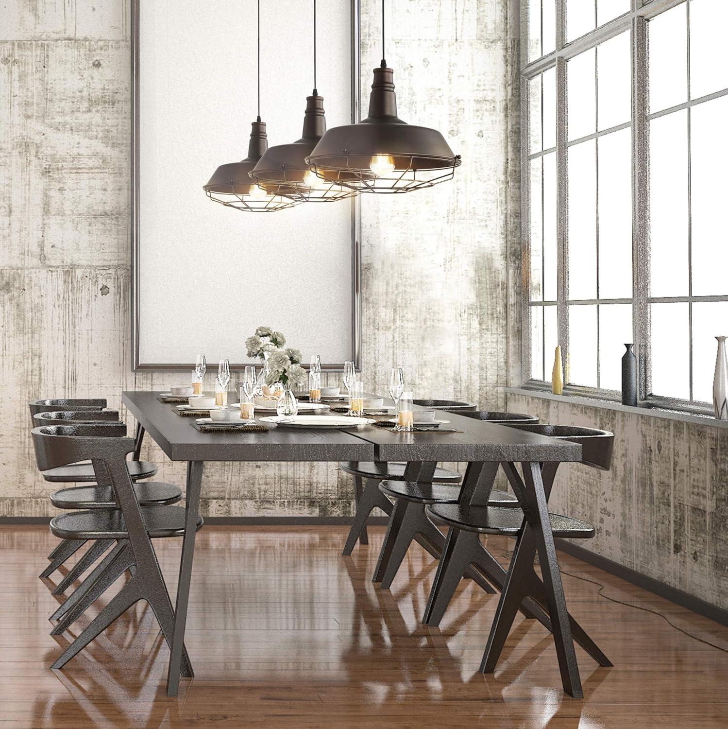 Farmhouse 14.25" Adjustable Industrial Metal LED Pendant, Oil Rubbed Bronze