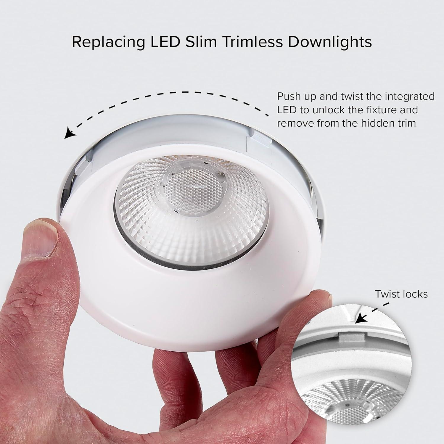 Maxxima 4 in. Trimless Ultra-Thin Recessed Anti-Glare LED Downlight Canless IC Rated 1000 Lumens 5 Color Temperature Selectable 2700K/3000K/3500K/4000K/5000K Dimmable 90 CRI 5 CCT Slim J-Box Included