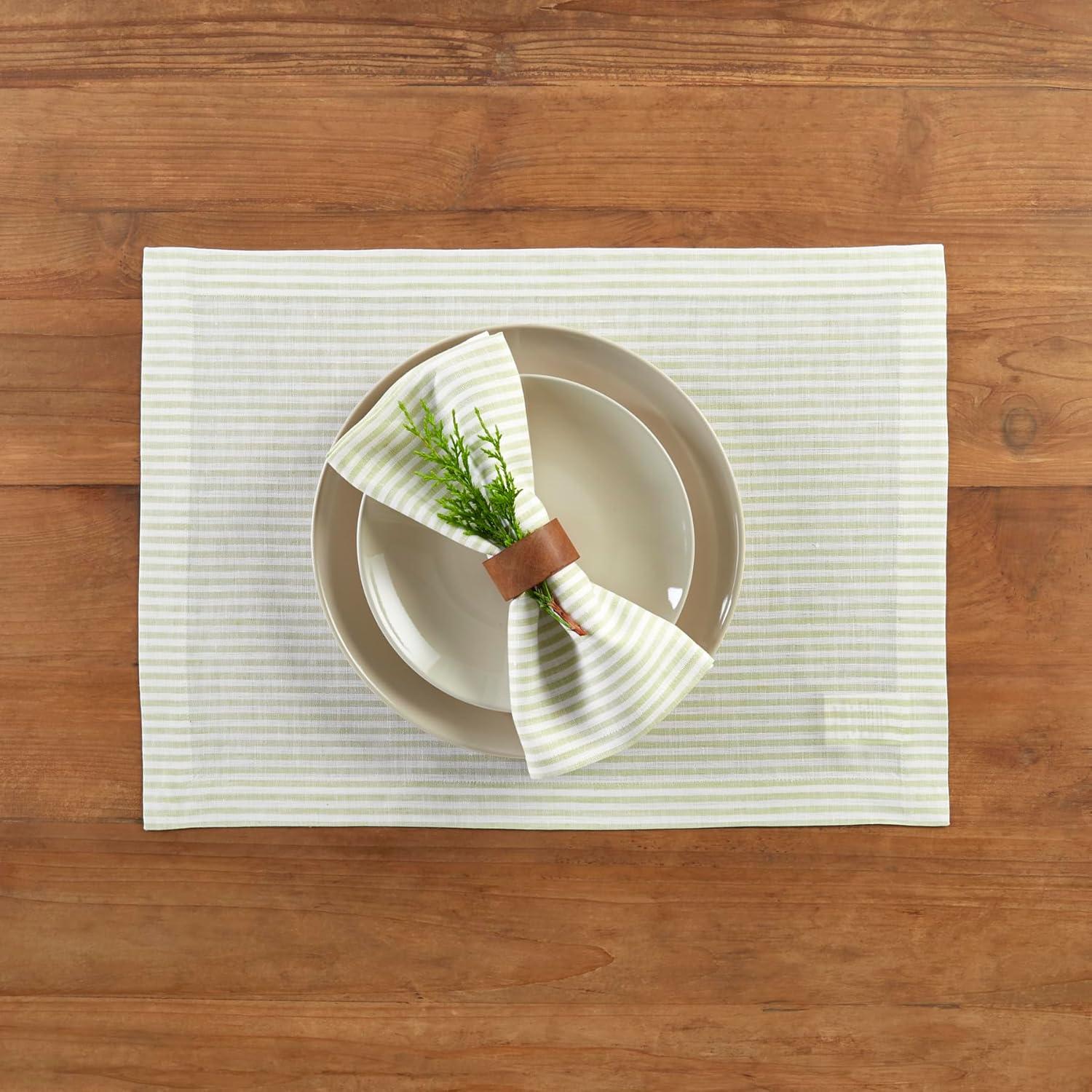 Narrow Stripe - 100% Pure Linen Square Dinner Napkins