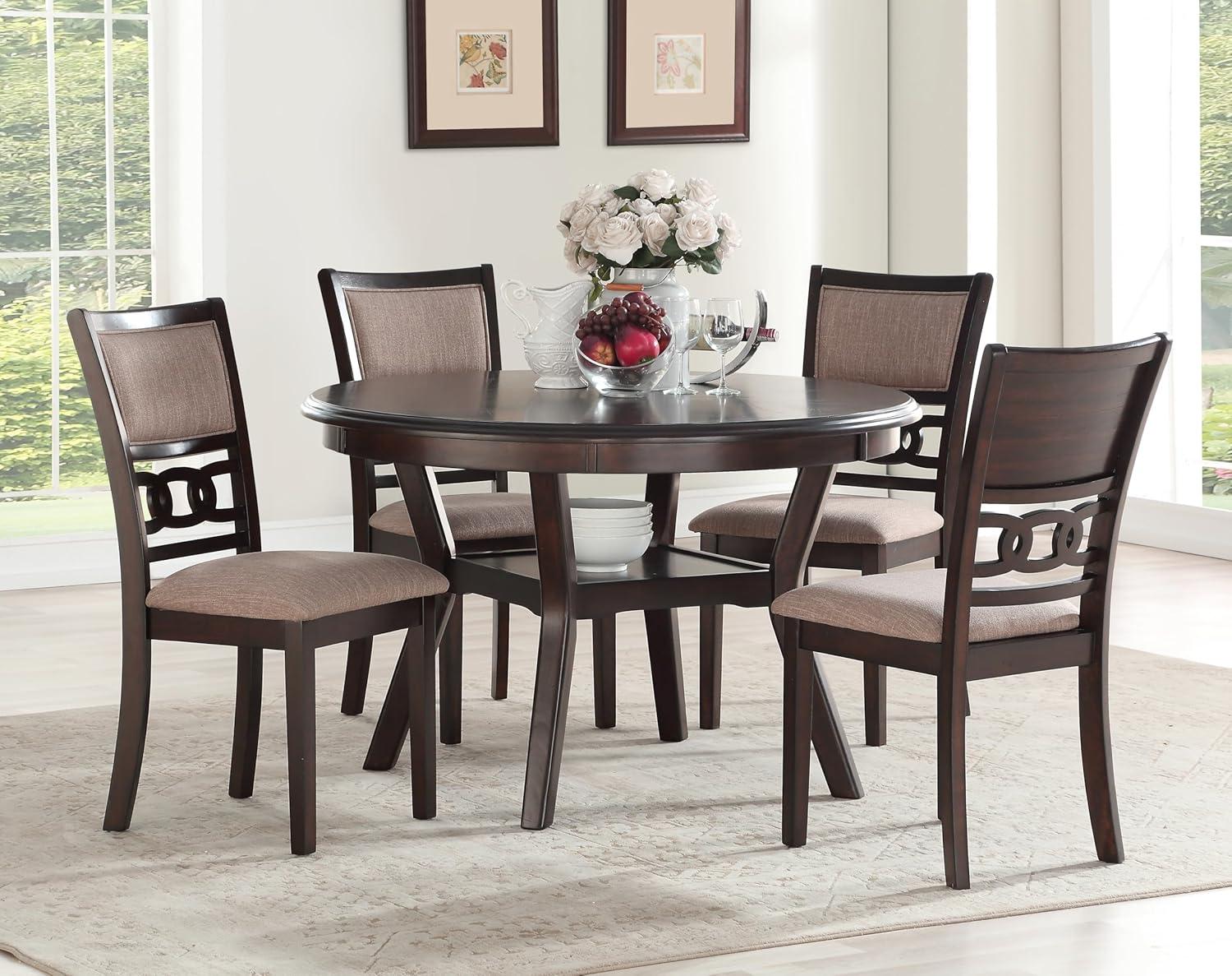 New Classic Furniture, Gia Cherry Wood Dining Chair with Fabric Seat (Set of 4)