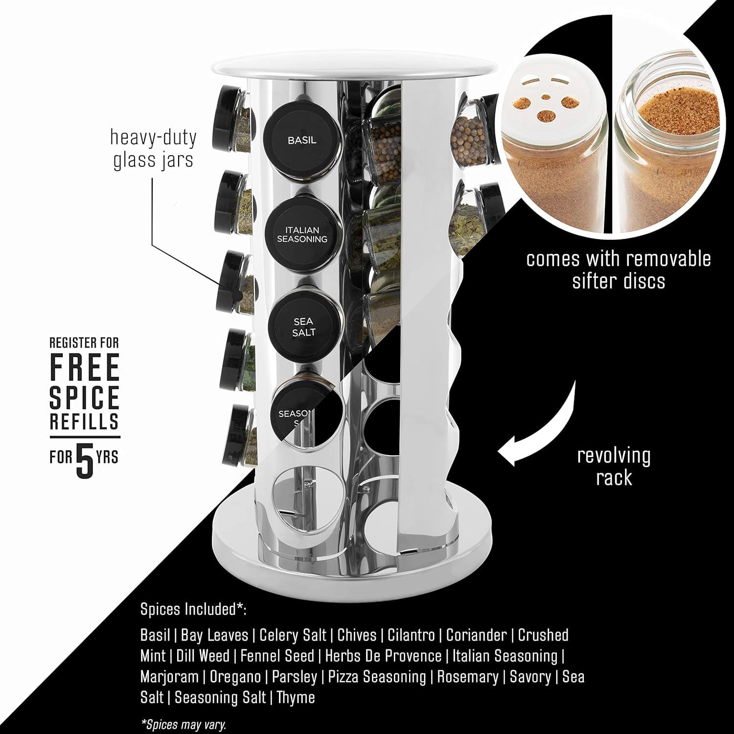 Kamenstein 20-Jar Revolving Stainless Steel Countertop Spice Rack