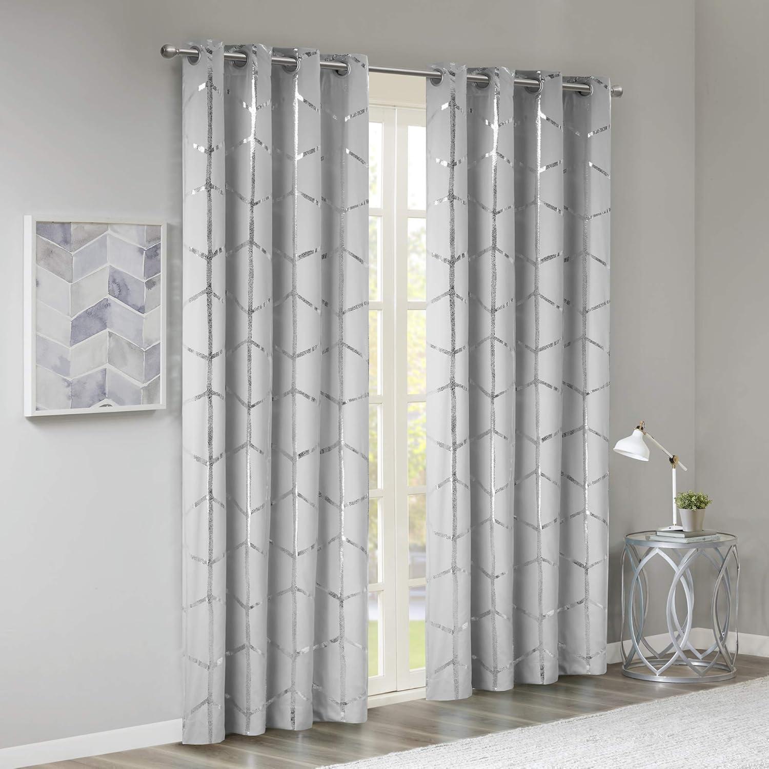 Intelligent Design Raina Geometric Total Blackout Grommet Single Curtain Panel