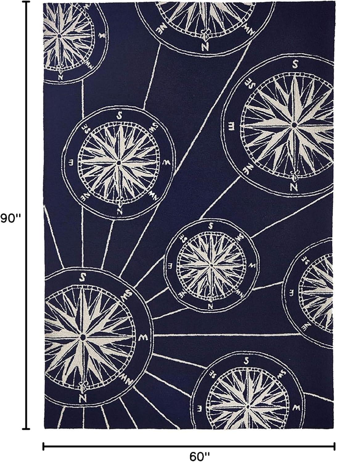 Navy Hand-Tufted Synthetic Rectangular 5' x 7' Outdoor Rug