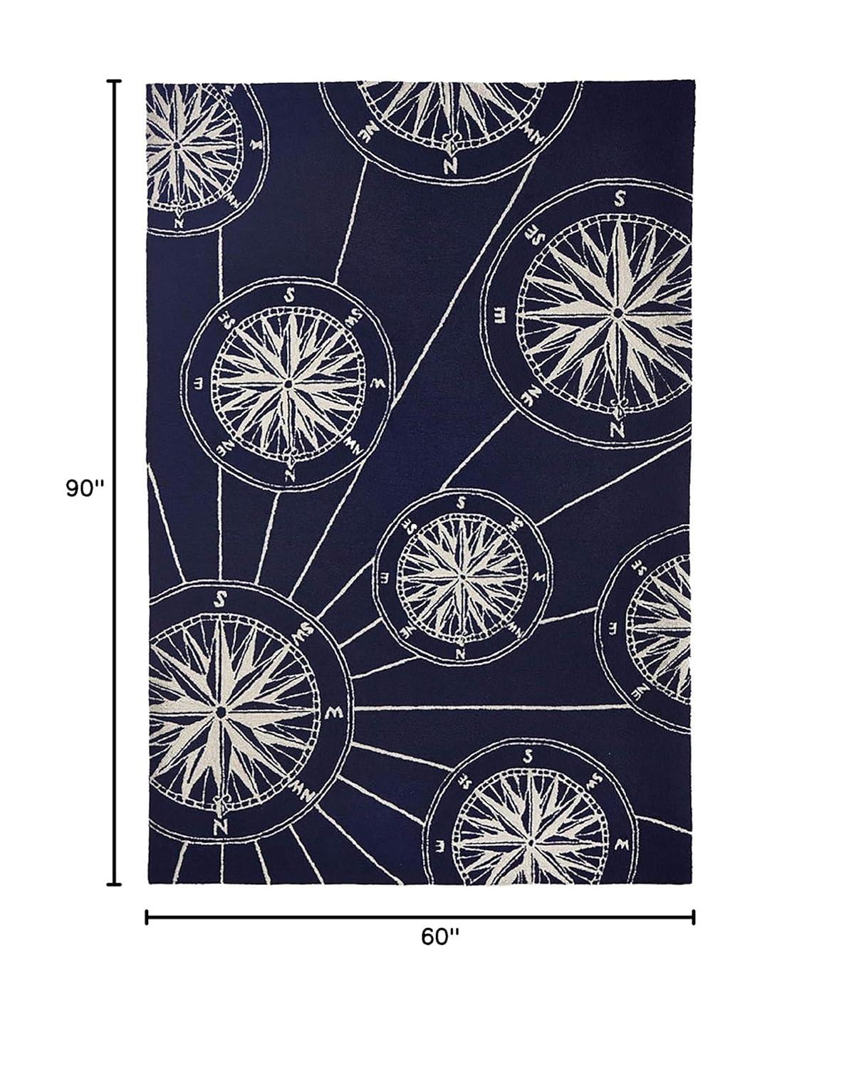 Navy Hand-Tufted Synthetic Rectangular 5' x 7' Outdoor Rug