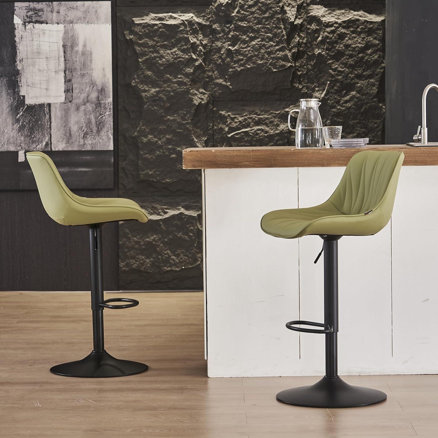 Kidol & Shellder Green Bar Stools Set of 2 Modern Kitchen Island Barstool