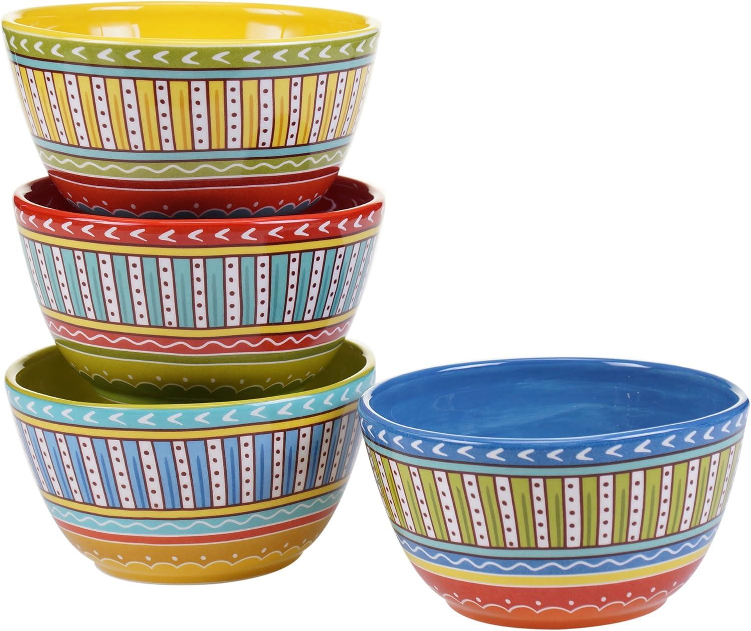 Valencia Multicolor Ceramic Dessert and Cereal Bowls Set