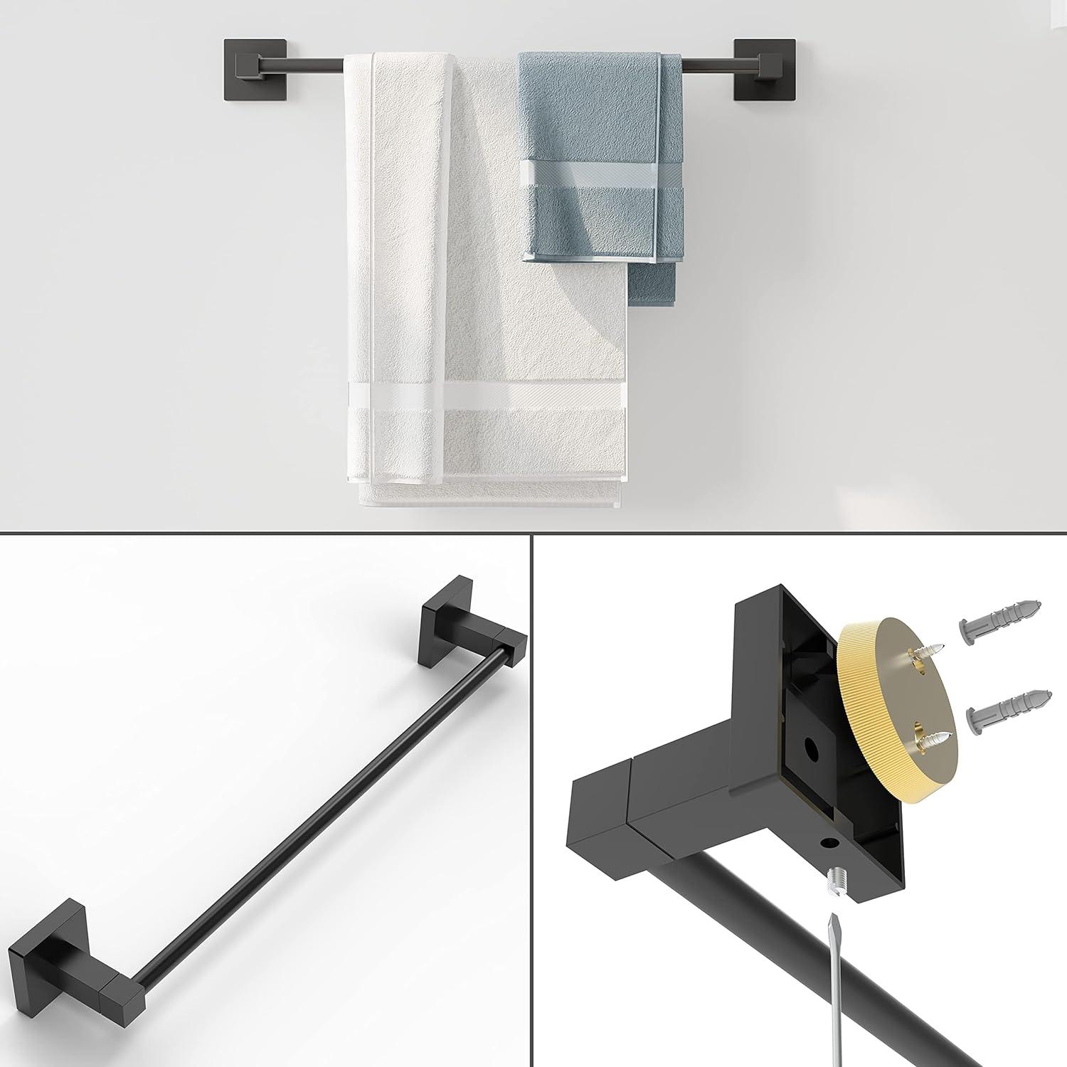 Matte Black Stainless Steel Wall Mounted Bathroom Hardware Set