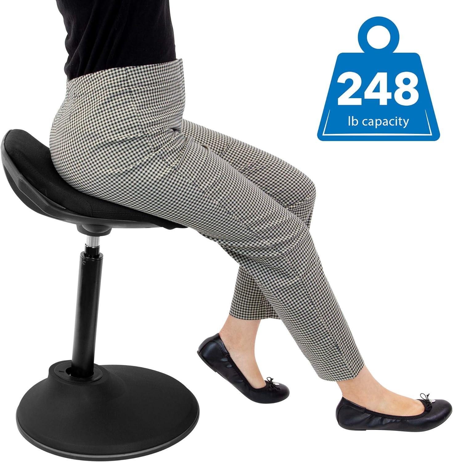 Mount-It! Height Adjustable Ergonomic Sit Stand Stool, Leaning Chair for Standing Desk, 360 Degree