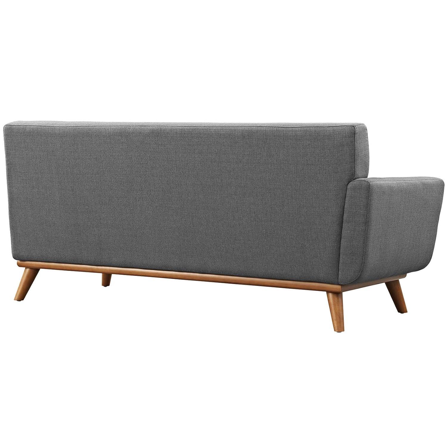 Modway Engage Left Arm Loveseat in Mid-Century Modern Upholstered Fabric Gray