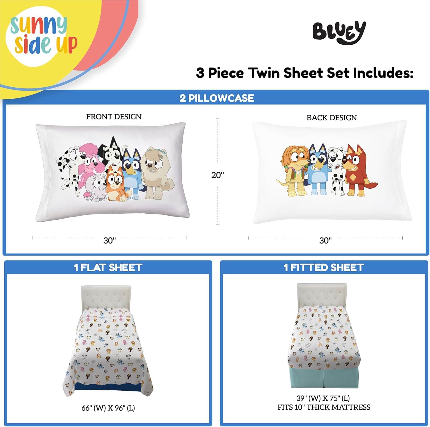 Sunny Side Up Bluey Twin Sheet Set