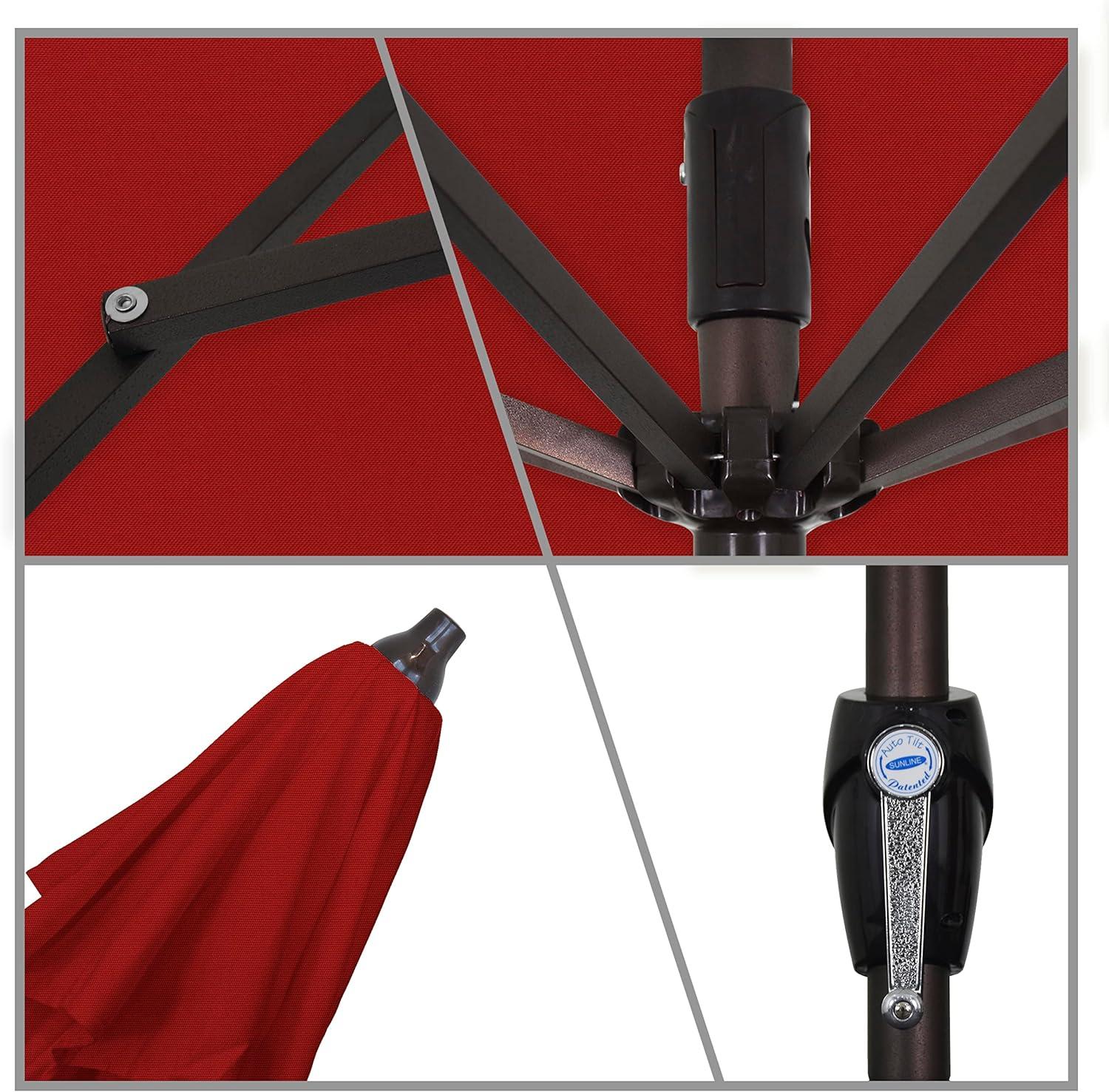 7.5 Ft Jockey Red Aluminum Patio Umbrella with Auto Tilt