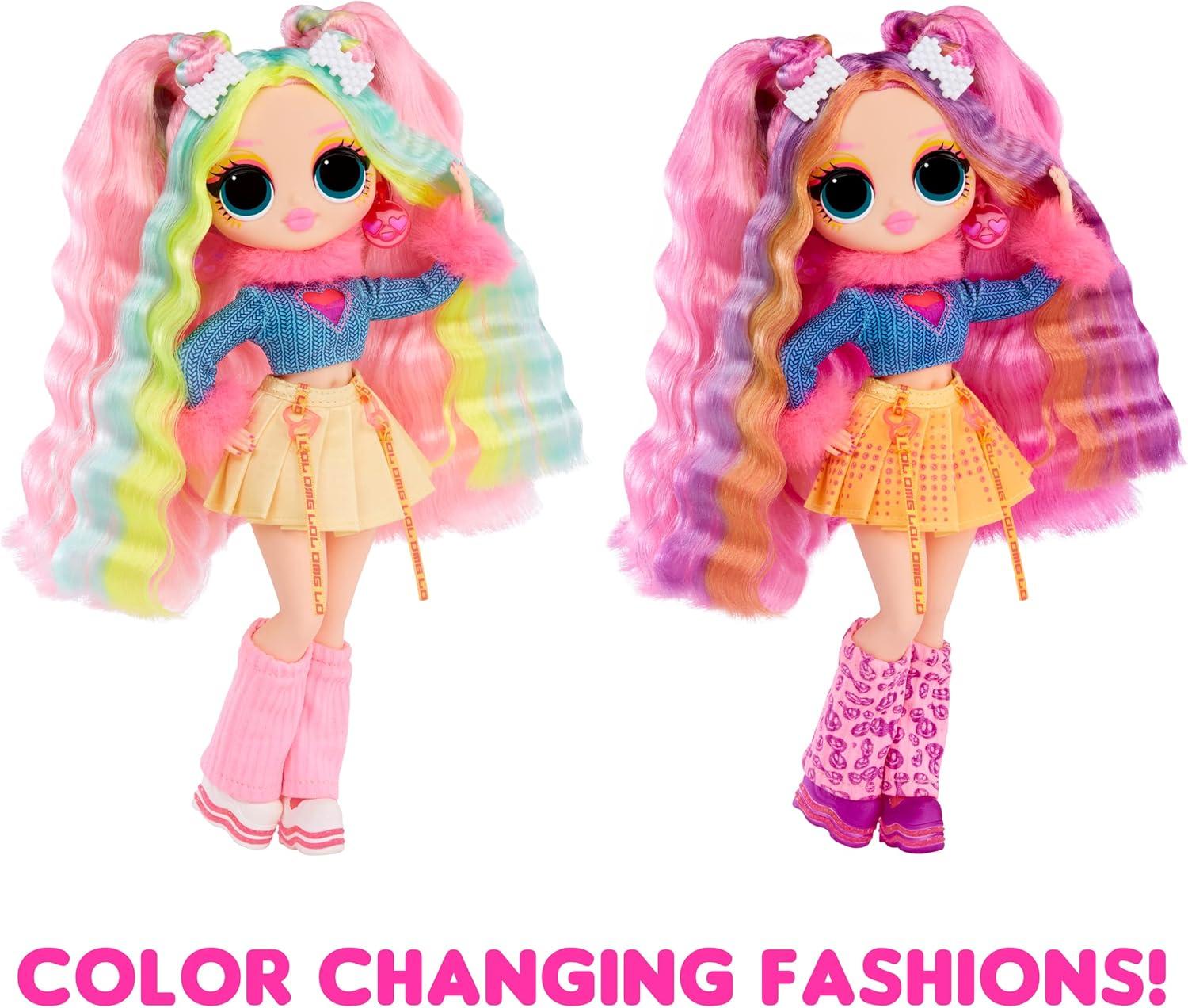 LOL Surprise OMG Sunshine Color Change Bubblegum DJ Fashion Doll with Color Changing Hair and Fashions and Multiple Surprises – Great Gift for Kids Children Ages 4+