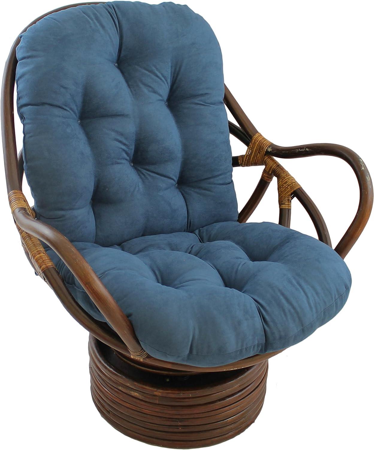 Blue Microsuede Tufted Swivel Rocker Cushion 48" x 24"