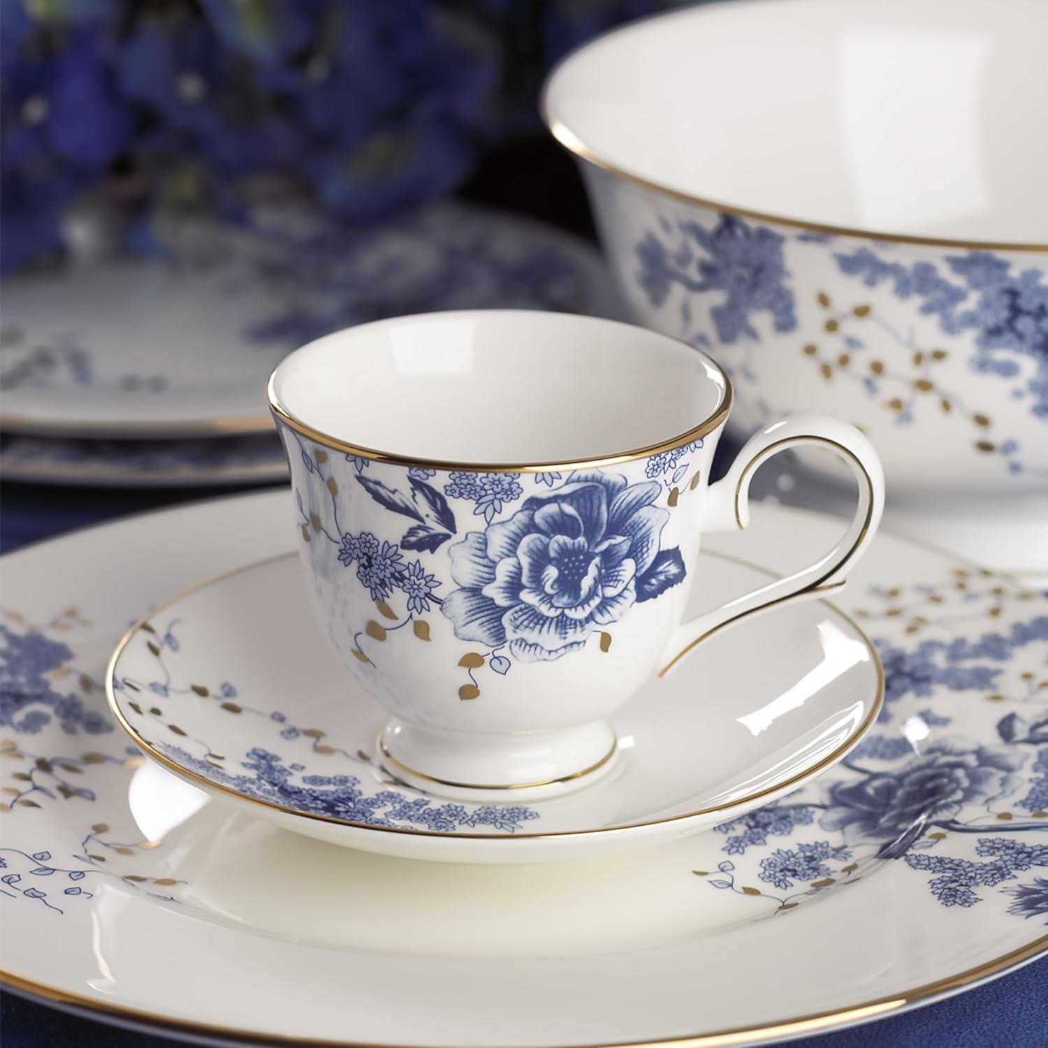 Garden Grove Blue Floral Porcelain 5-Piece Place Setting