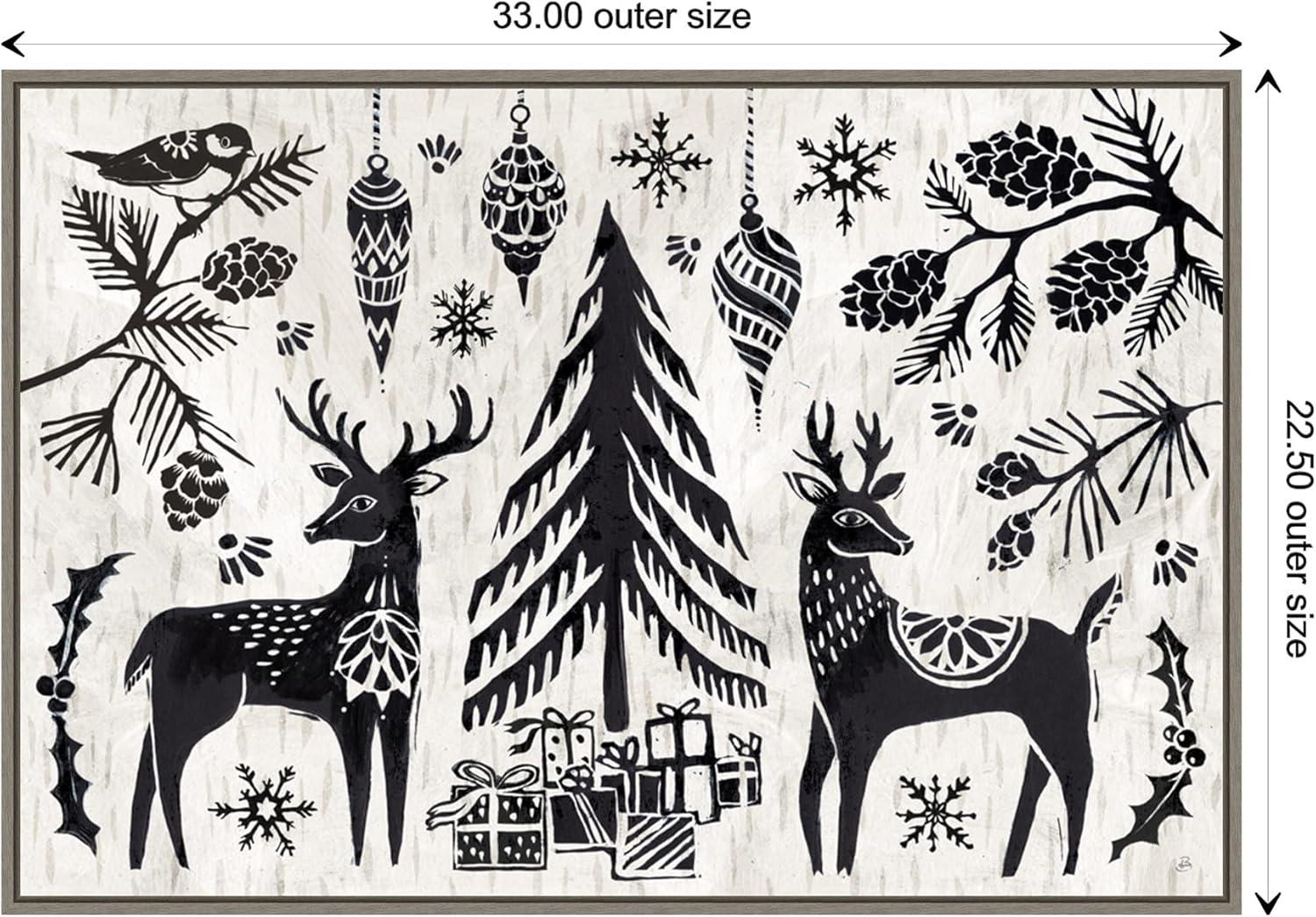 Amanti Art Woodcut Christmas I Framed Canvas Wall Art Print