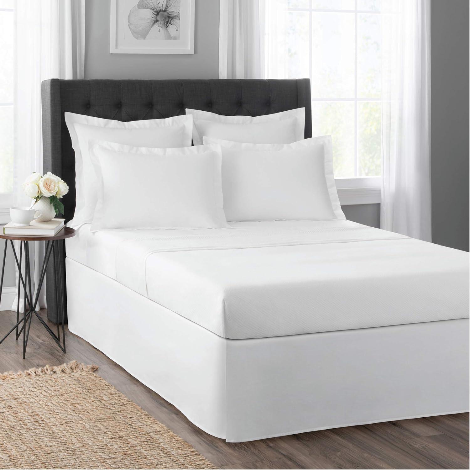 Todays Home  Levinsohn Basic Cotton Rich 200TC Tailored 14 in. Bed Skirt  White - Twin XL