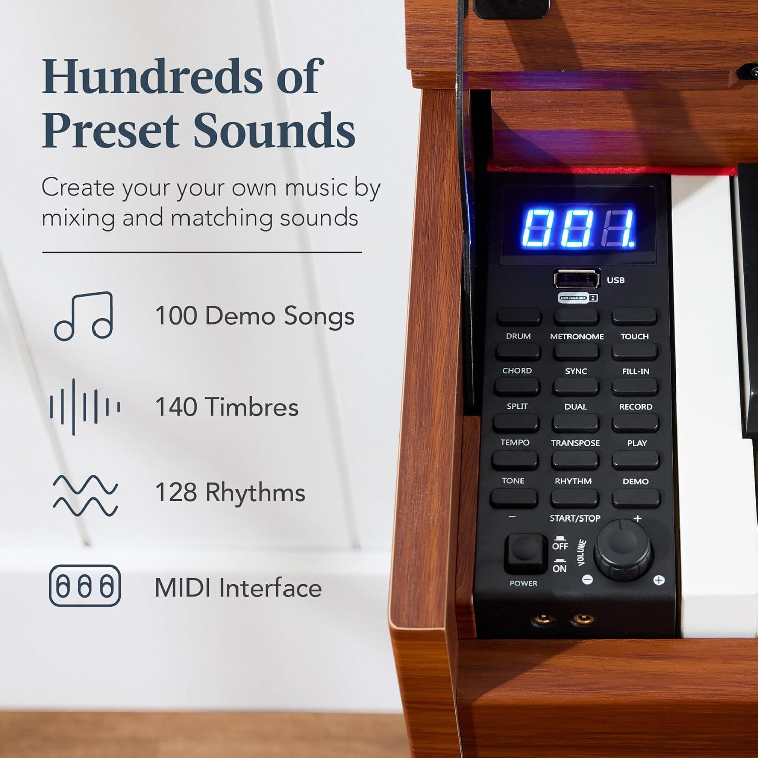 Best Choice Products Best Choice Product Modern 88 Key Fully Weighted Desk Style Digital Piano w/ Metal Legs, 3 Sustain Pedal - Natural