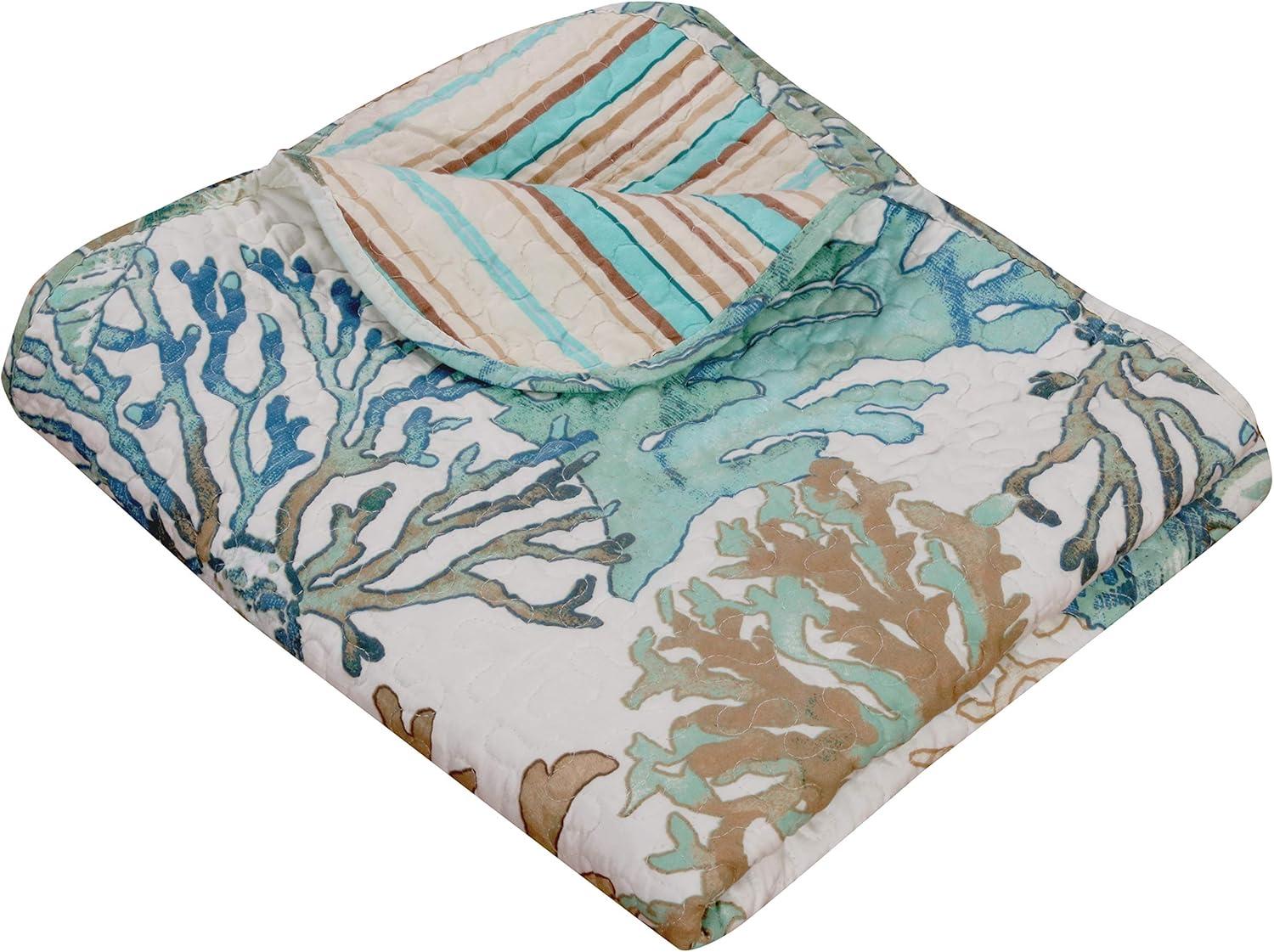 50"x60" Atlantis Throw Blanket Jade - Greenland Home Fashions: Coastal, Reversible, Machine Washable