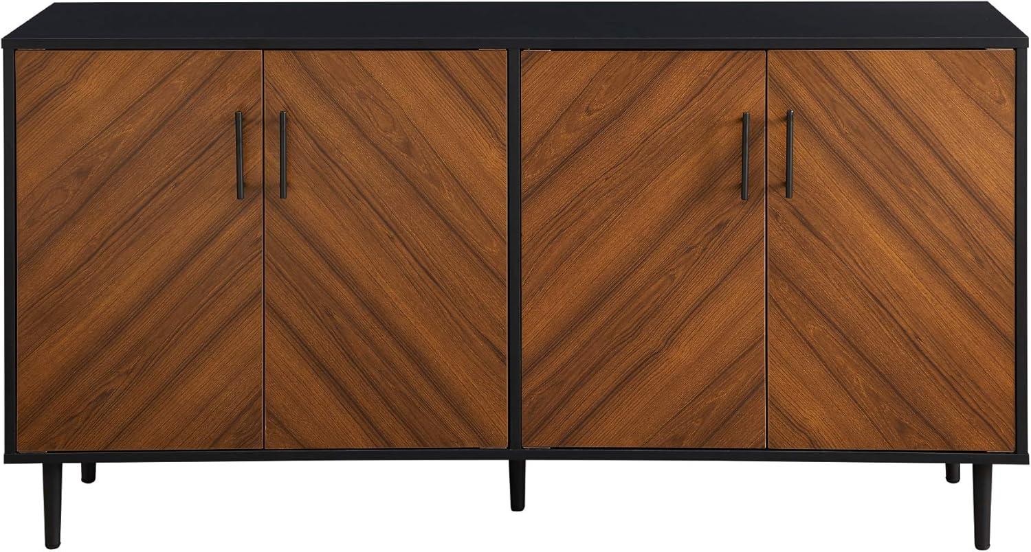 Walker Edison Mid Century Modern Buffet, Black and Bookmatch