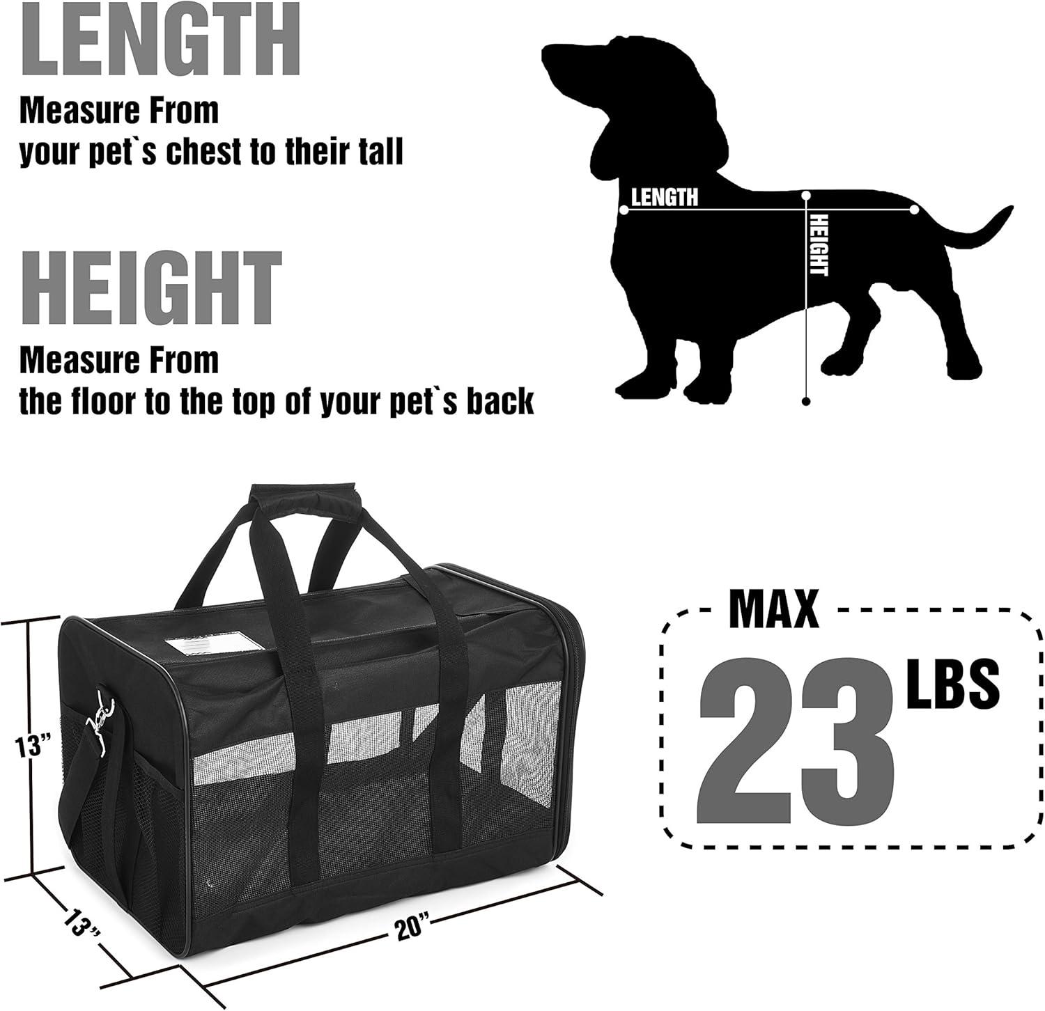HITCH ScratchMe Pet Travel Carrier Soft Sided Portable Bag for Cats, Small Dogs, Kittens or Puppies, Collapsible, Durable, Airline Approved, Carry Your Pet with You Safely and Comfortably (L)