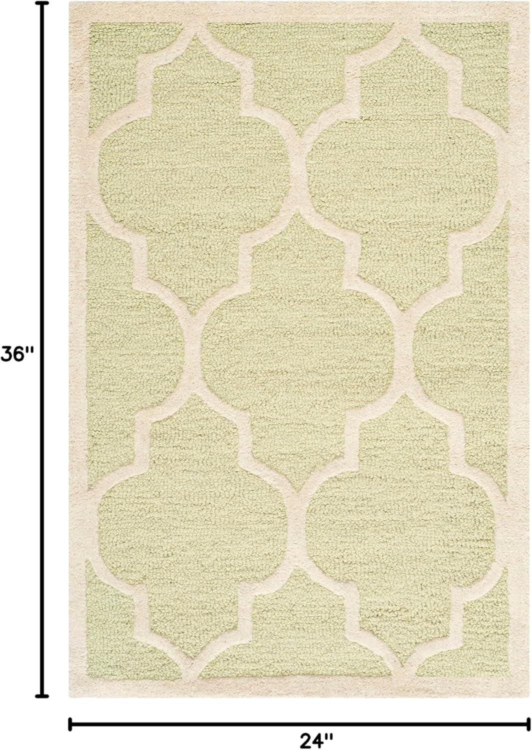 SAFAVIEH Cambridge Kevin Geometric Wool Area Rug, Light Green/Ivory, 2' x 3'