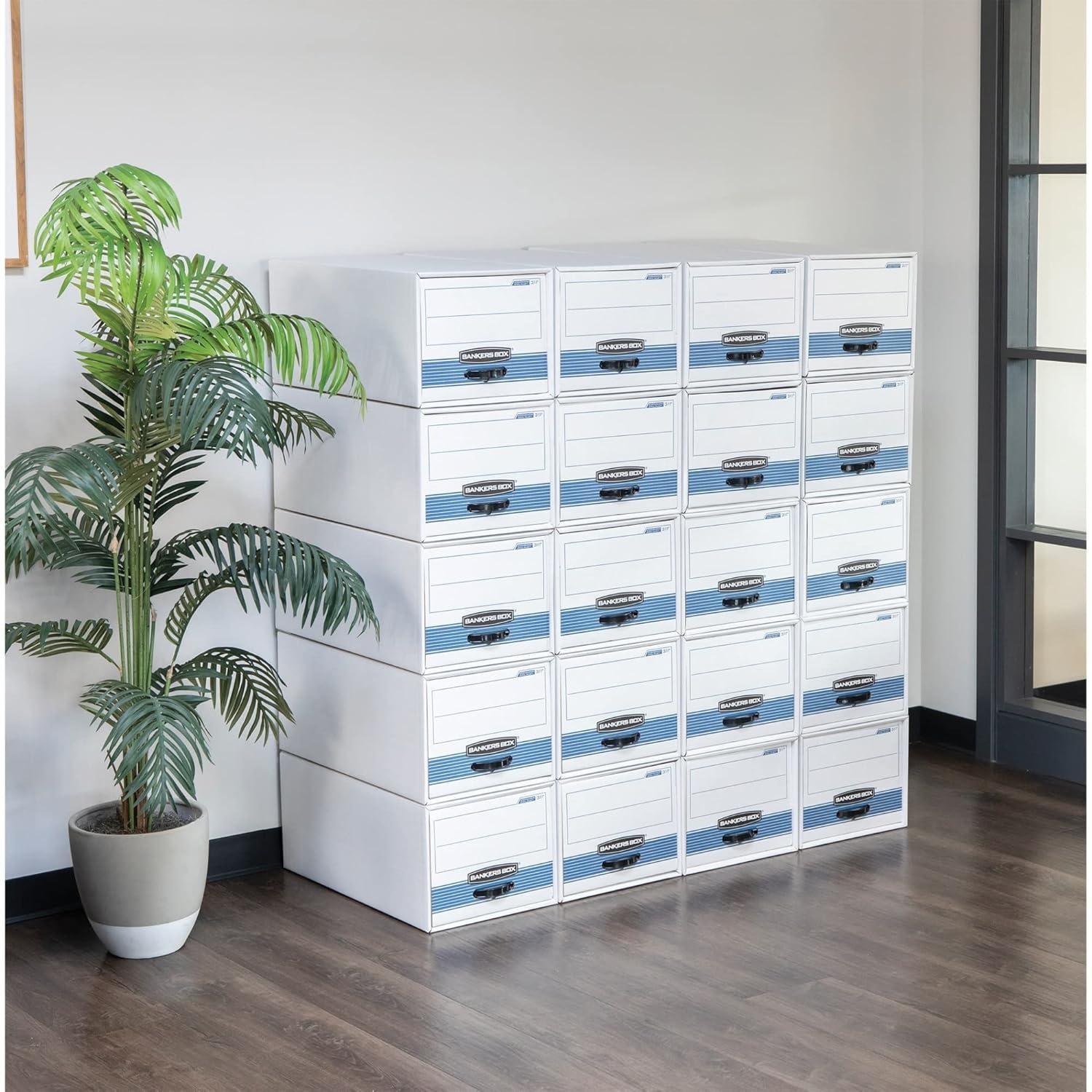 Bankers Box STOR/DRAWER STEEL PLUS Extra Space-Saving Filing Cabinet, Stacks up to 5 High, Legal, 6 Pack (00312) , White