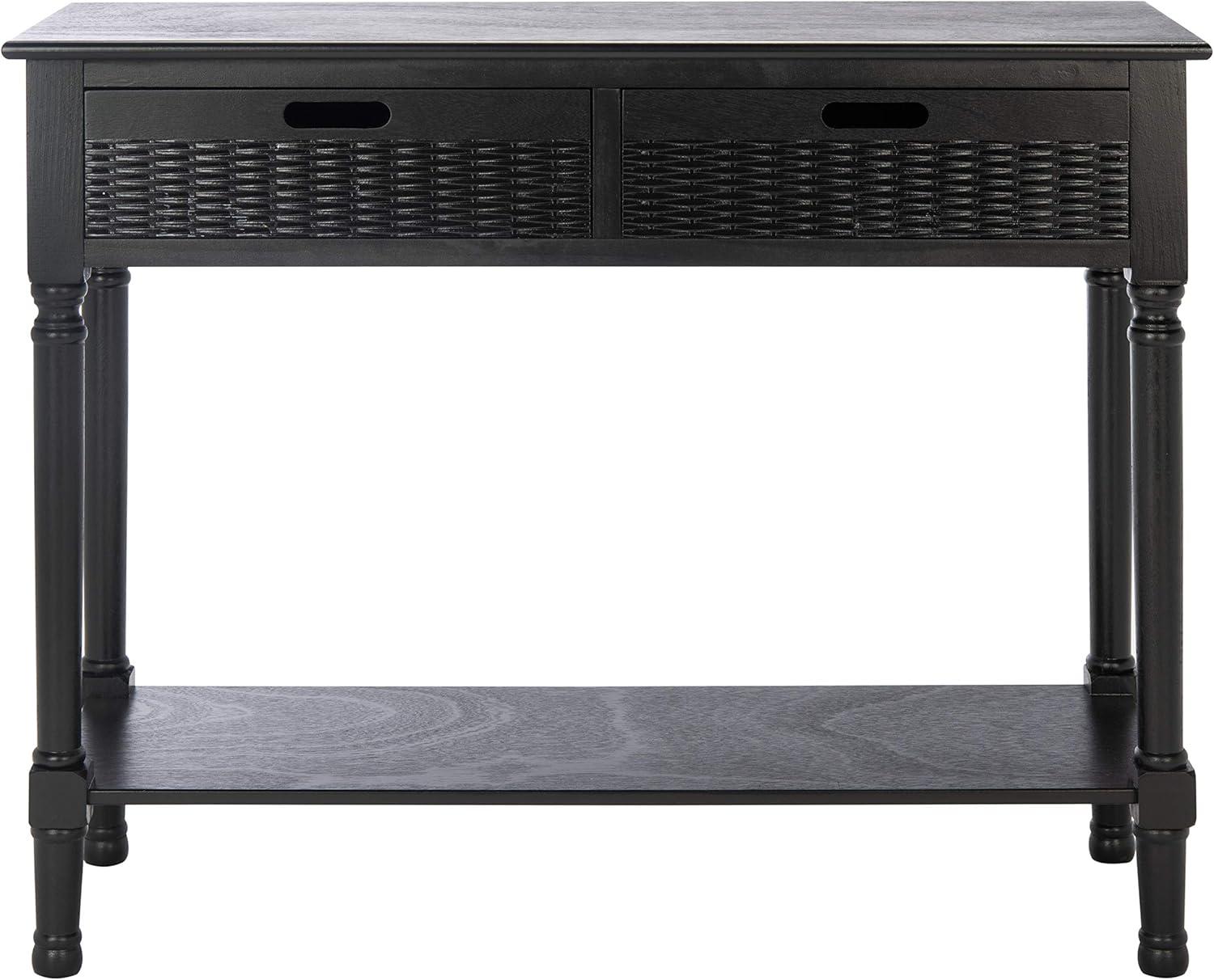 Landers Black Wood 2-Drawer Console Table with Storage