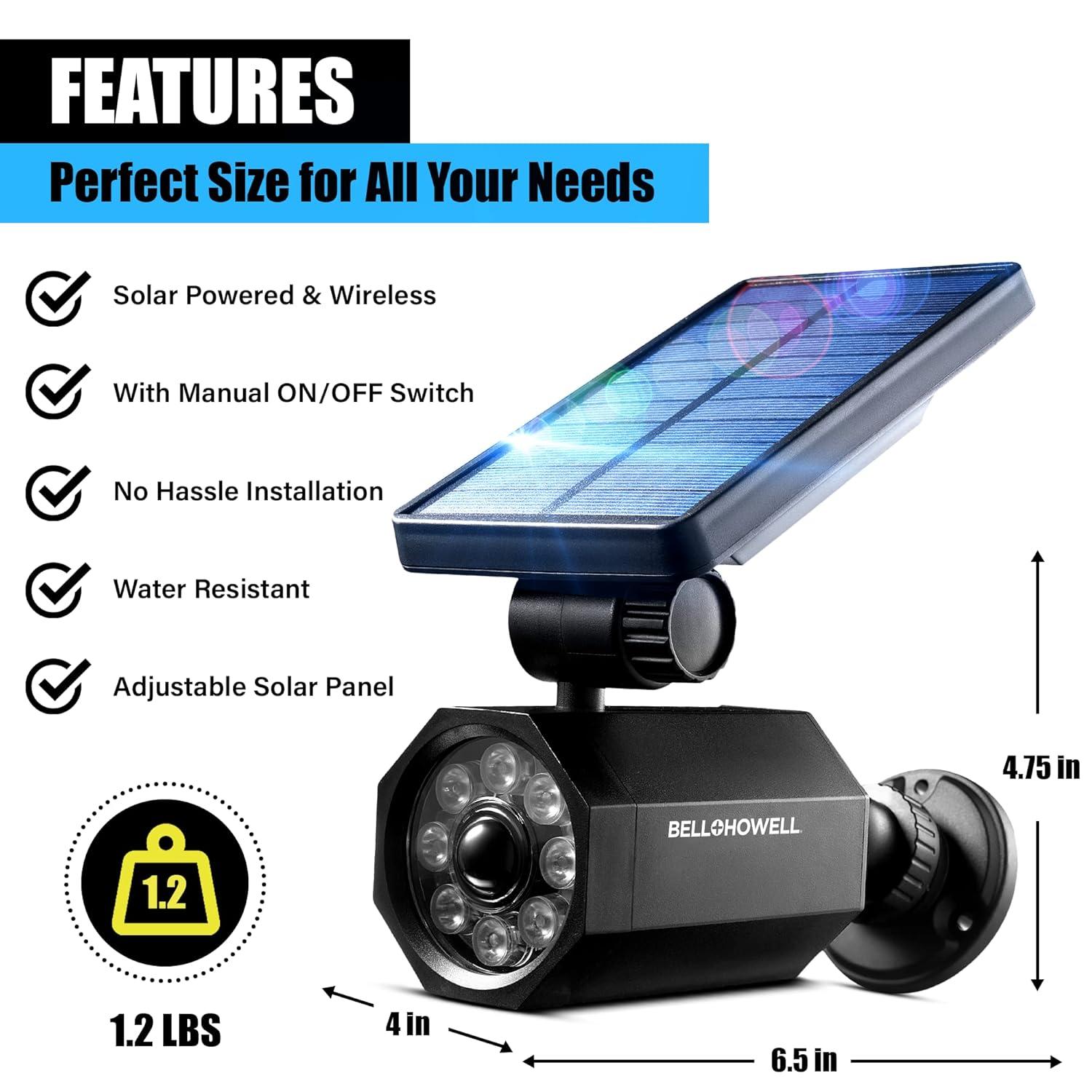Bell + Howell LED Solar Powered Dusk to Dawn Outdoor Security Spotlight with Motion Sensor and Timer