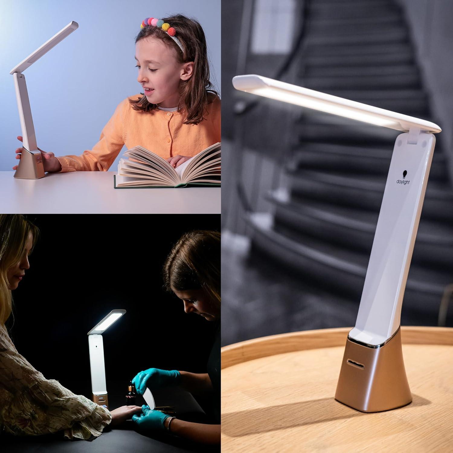 White Adjustable LED Portable Desk Lamp with USB Charging