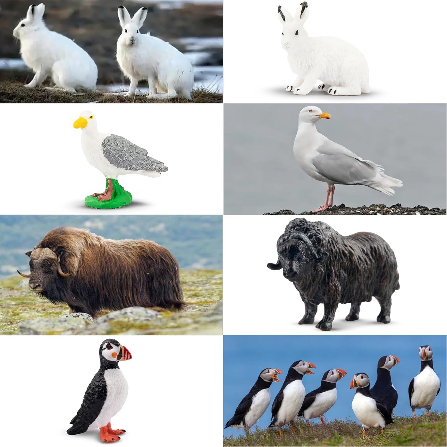 Mini Arctic Animal Figurines Set with 14 Pieces