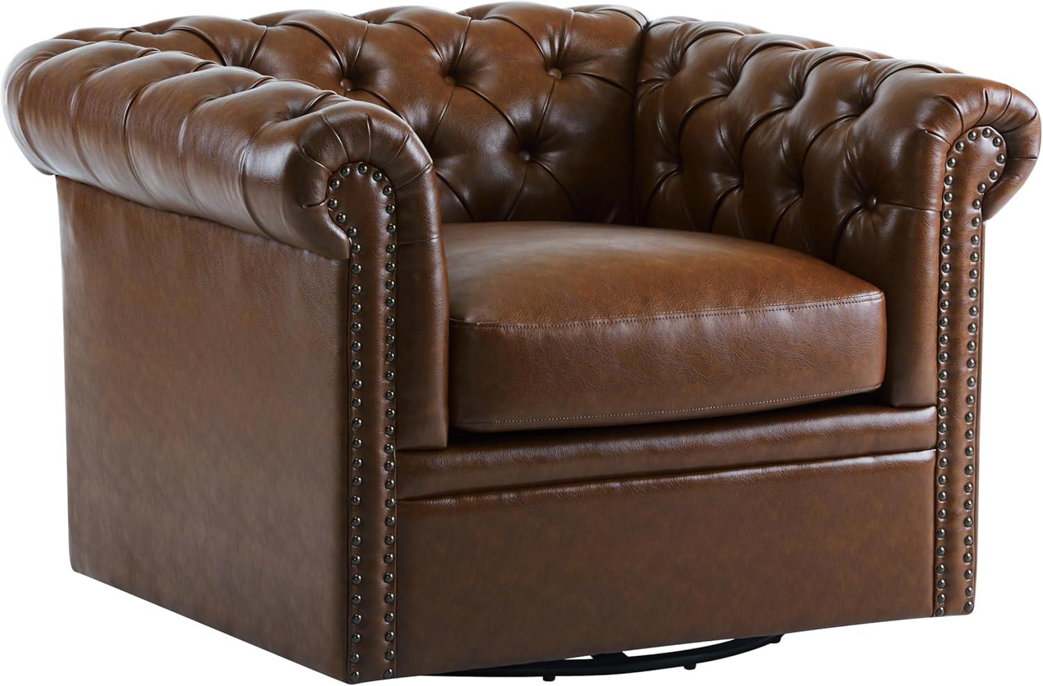Christopher Knight Home Lawrence Chesterfield Upholstered Swivel Club Chair
