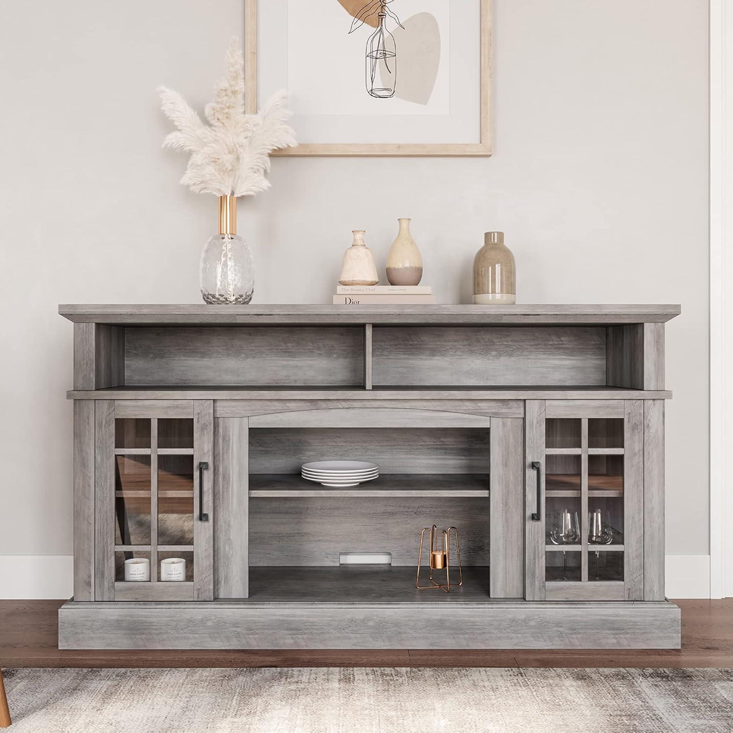 BELLEZE TV Stand Media Entertainment Center - Astorga (Gray Wash)