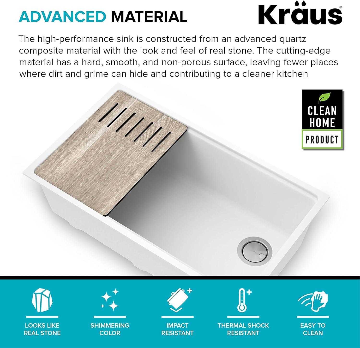 Kraus Bellucci 32 in. Undermount Quartz Composite Single Bowl Kitchen Sink with Accessories