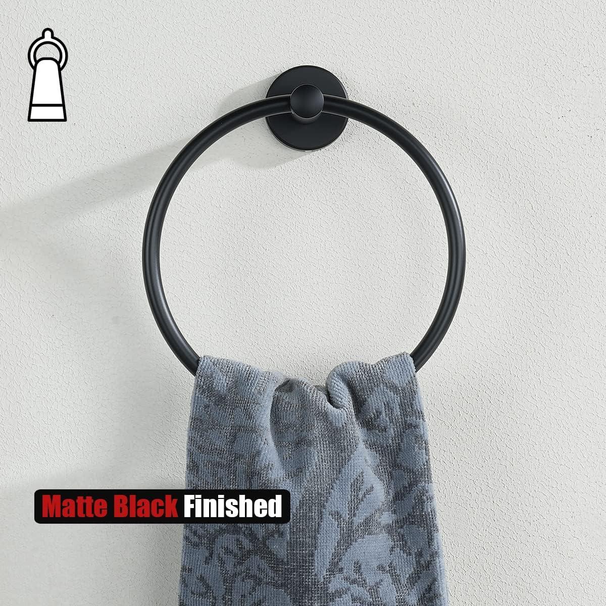 Matte Black Stainless Steel Wall Mounted Towel Ring