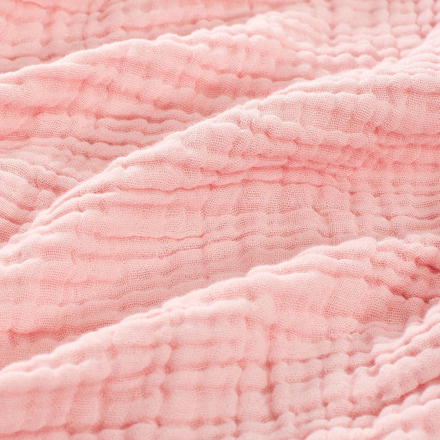 Carriediosa 100% Cotton Muslin Throw Blanket Gauze Blankets for Adults Soft Throws for Bed and Couch, 50" x 70" Dusty Pink