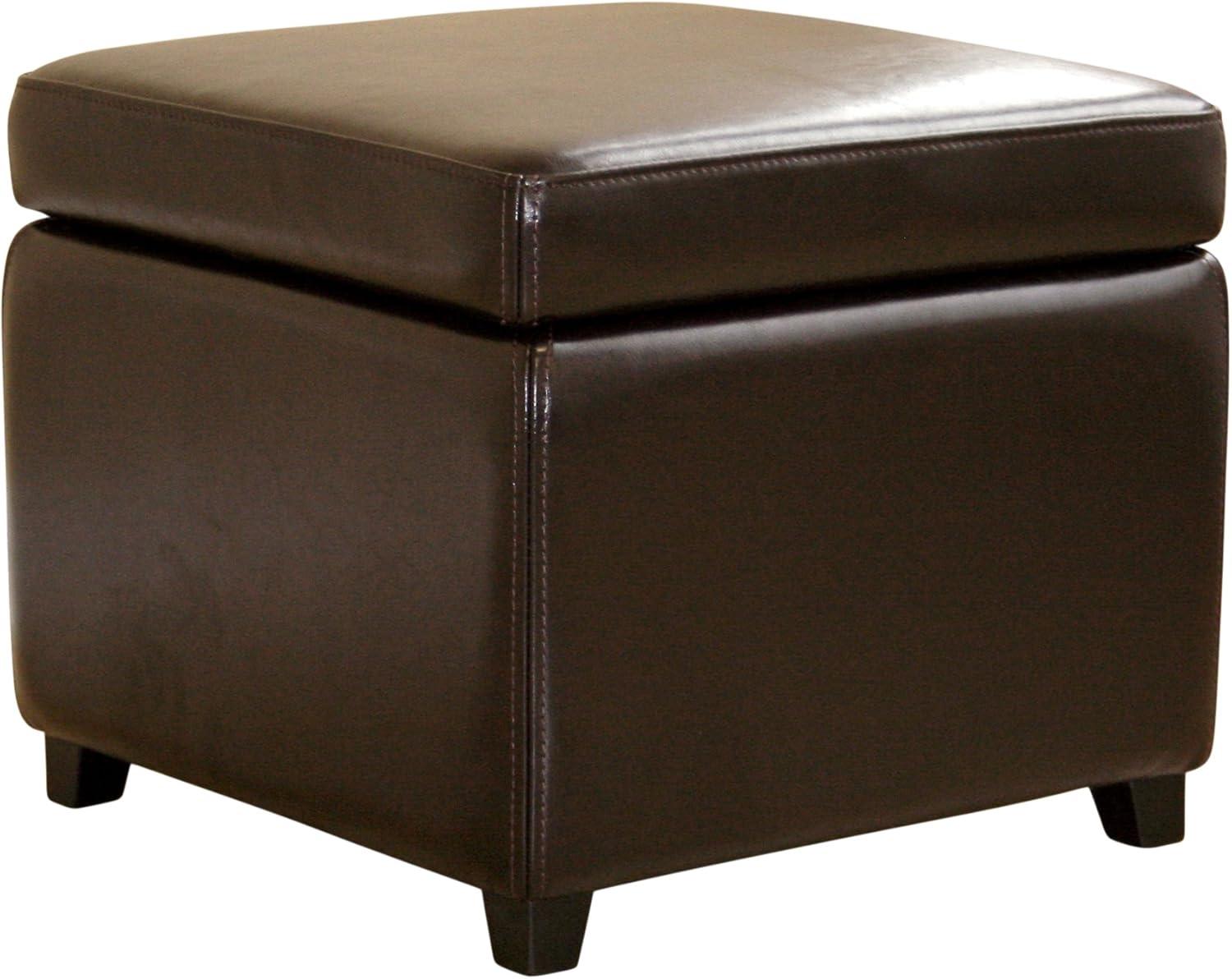 Full Leather Small Storage Cube Ottoman - Baxton Studio